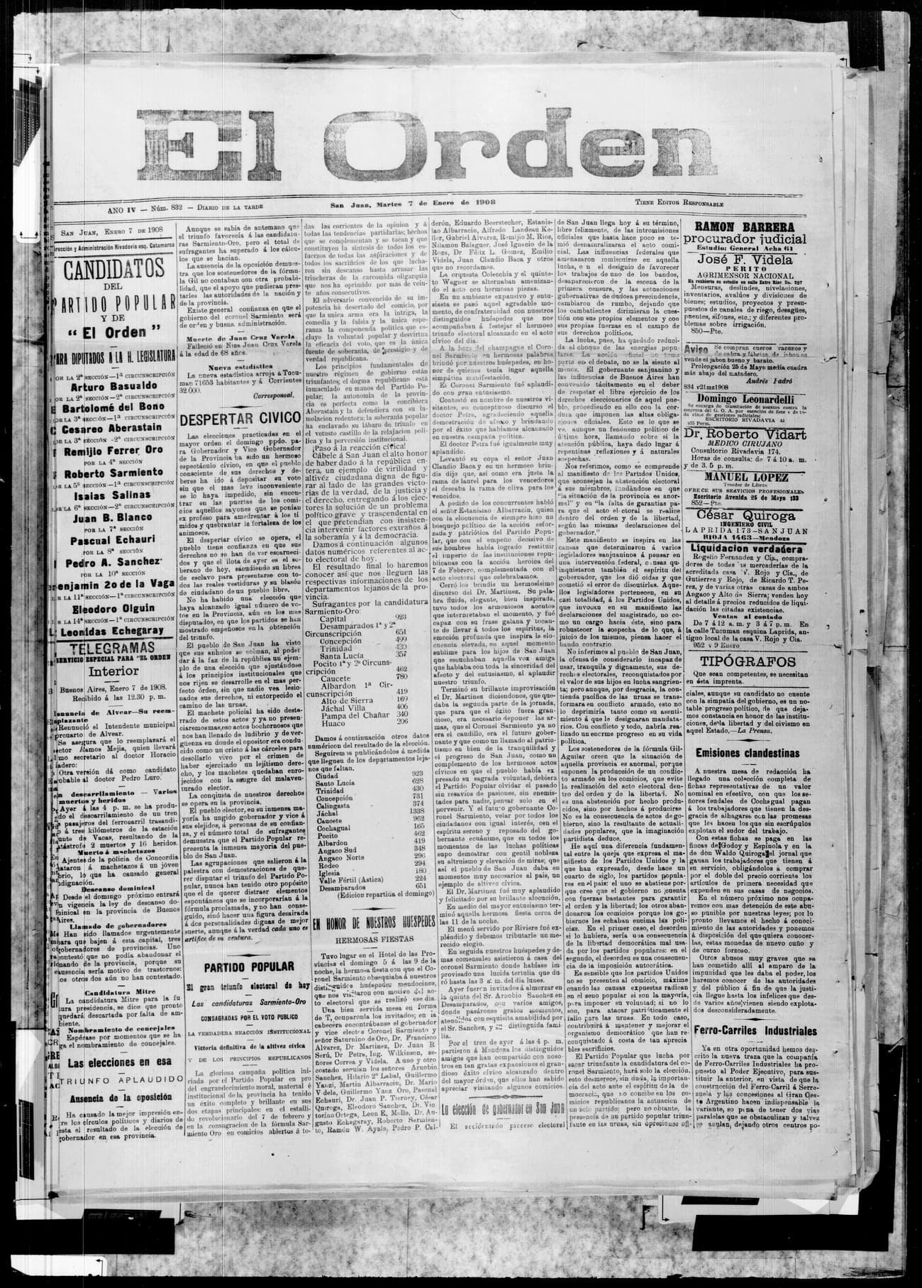 Portada · 7 de Enero de 1908