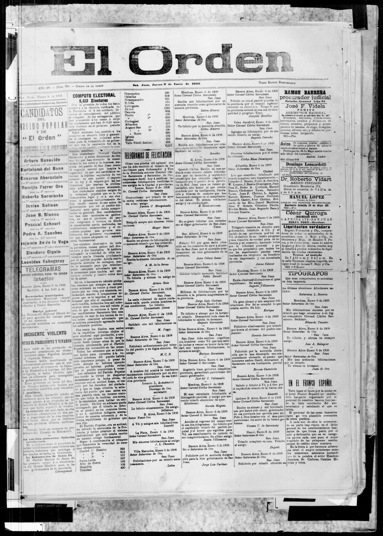 Portada · 9 de Enero de 1908