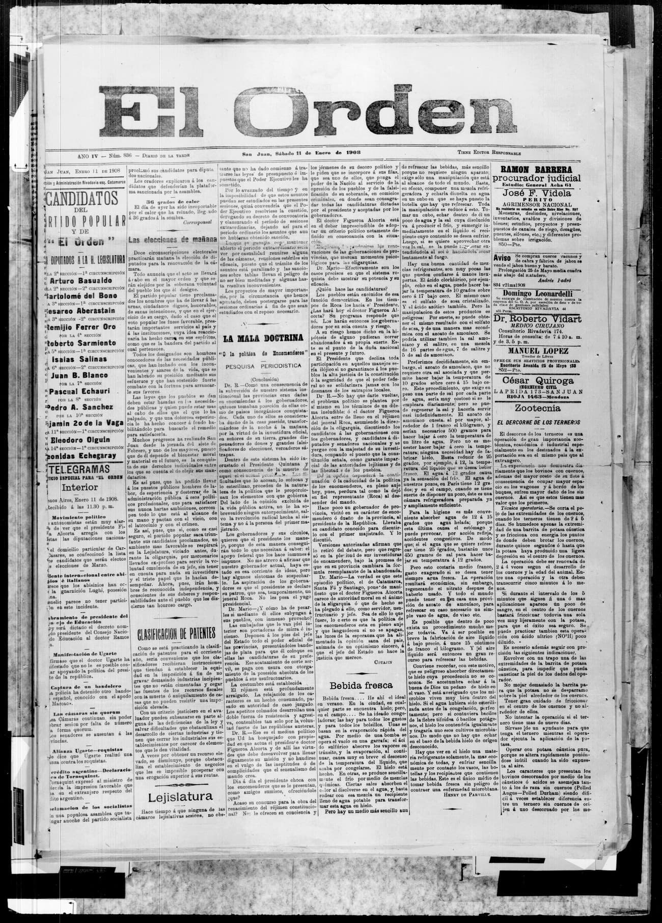 Portada · 11 de Enero de 1908