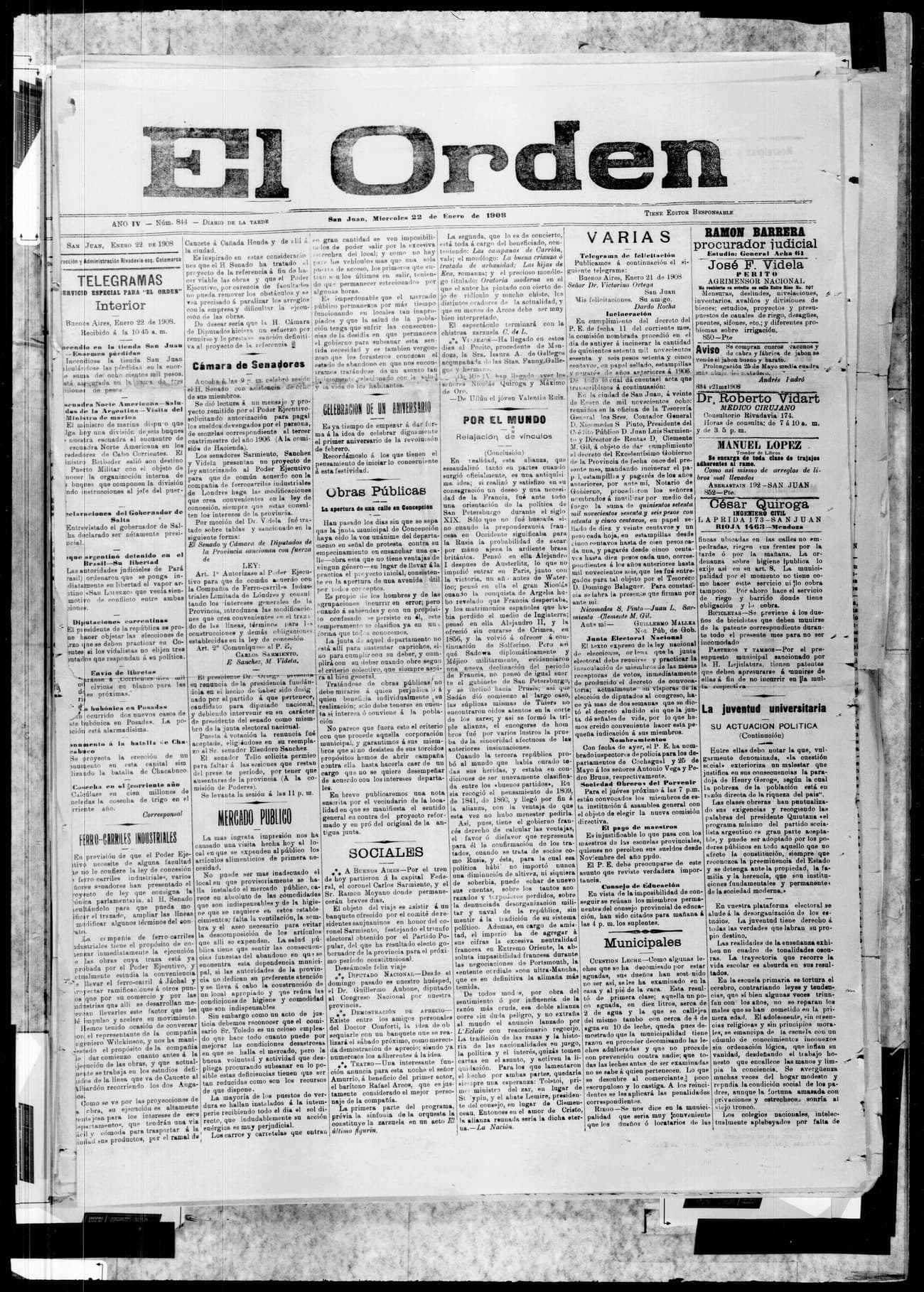 Portada · 22 de Enero de 1908