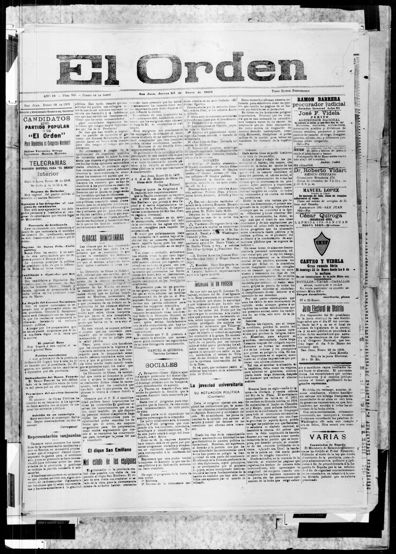 Portada · 23 de Enero de 1908