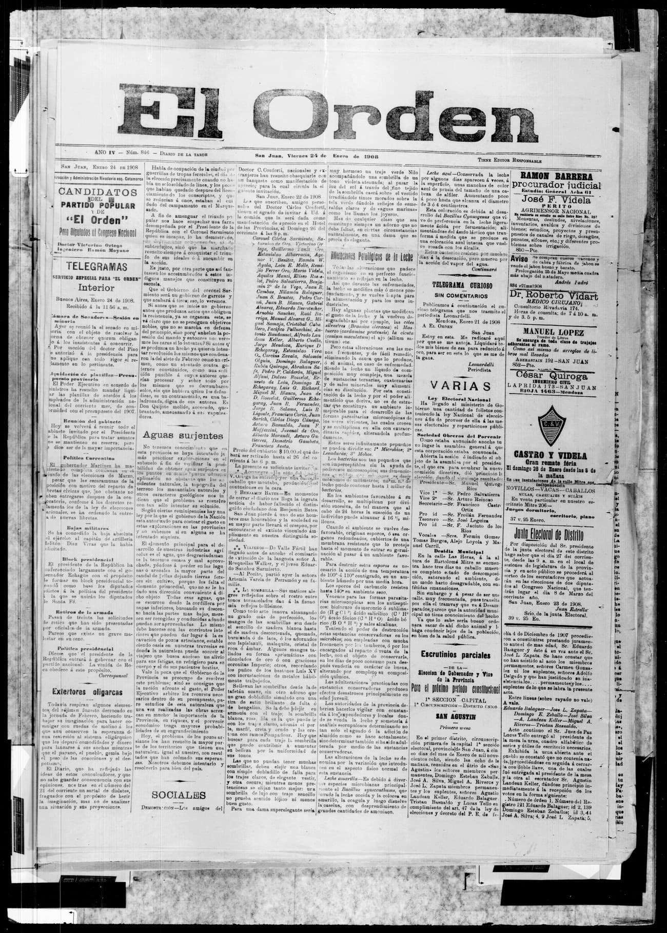 Portada · 24 de Enero de 1908