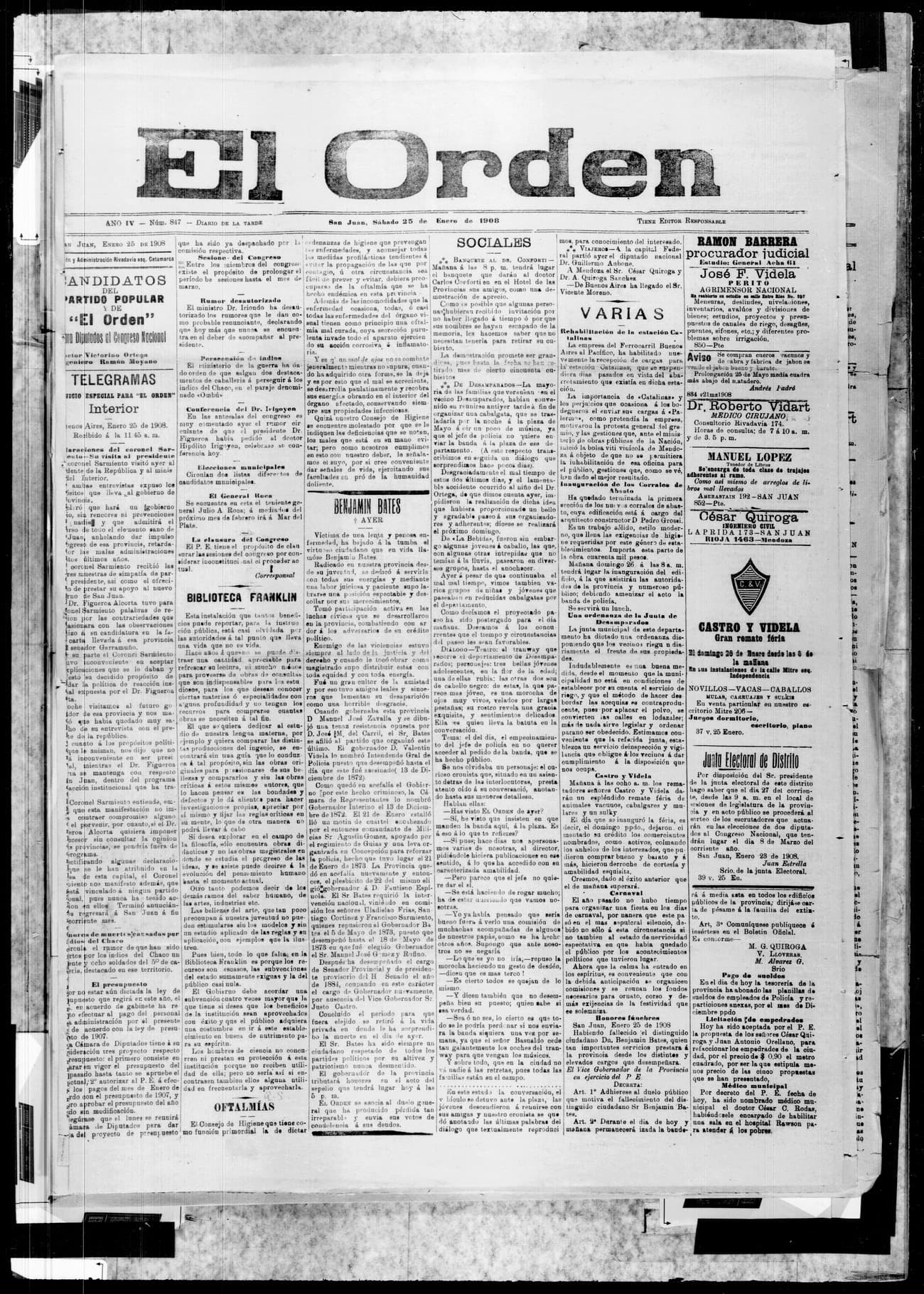 Portada · 25 de Enero de 1908