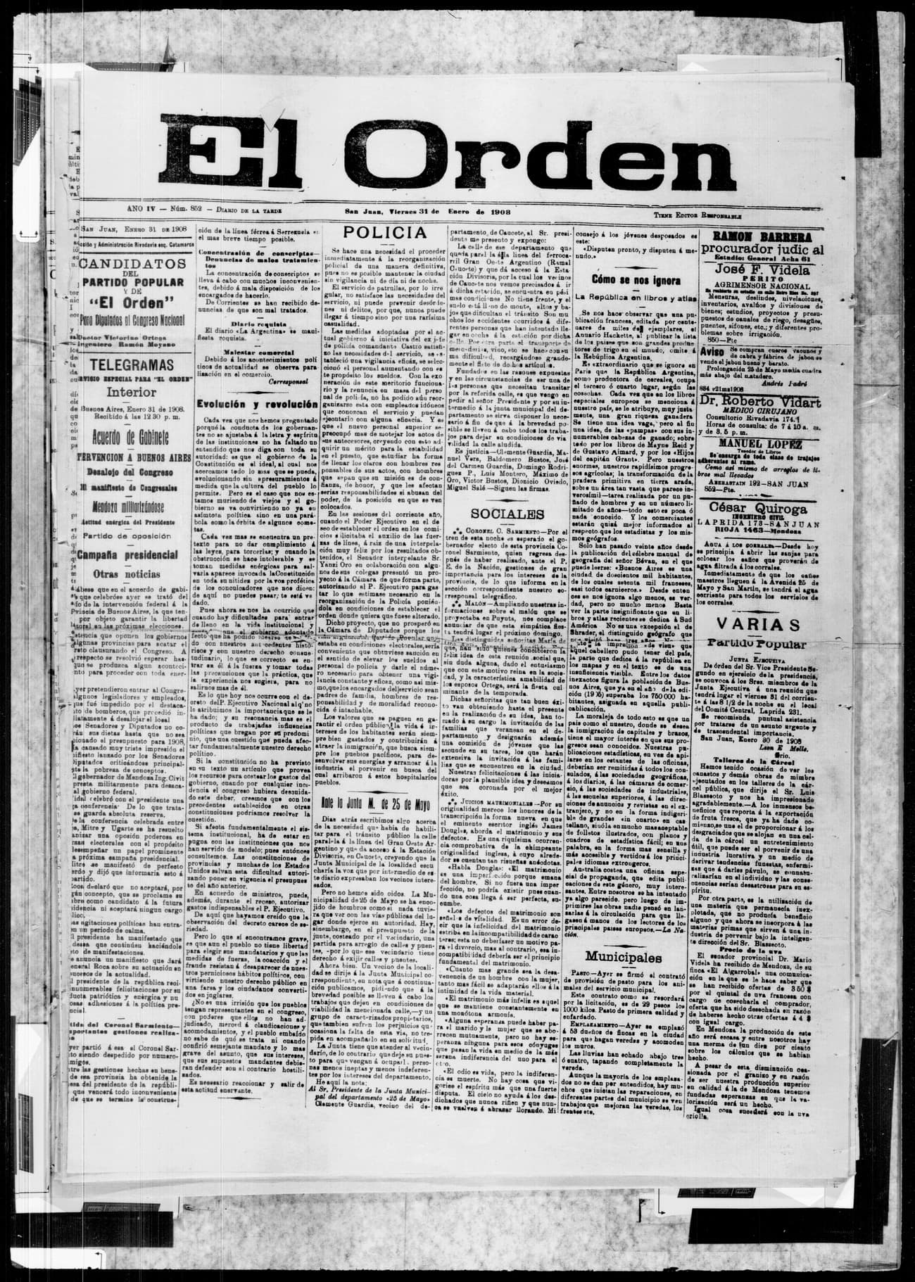 Portada · 31 de Enero de 1908
