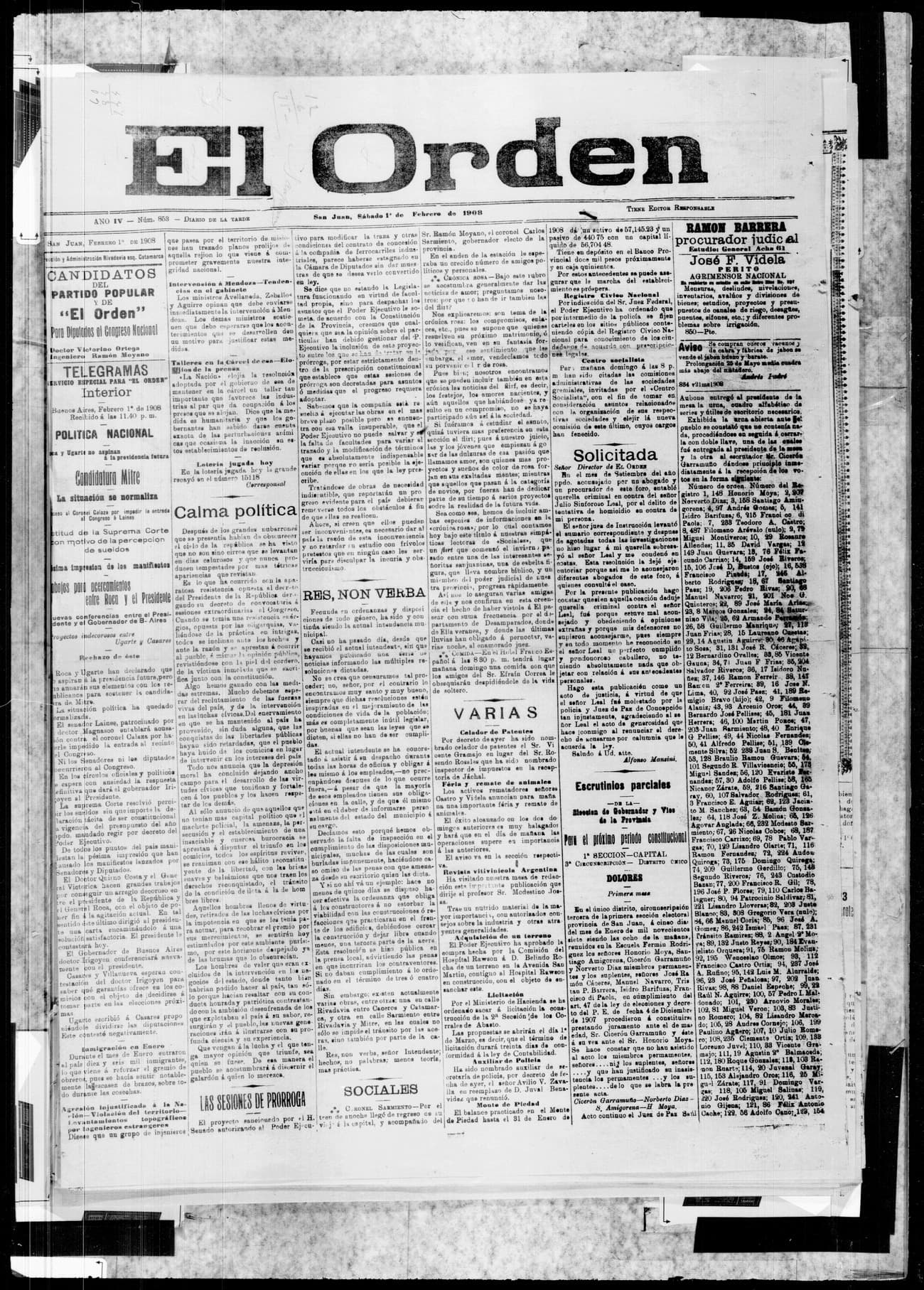 Portada · 1 de Enero de 1908