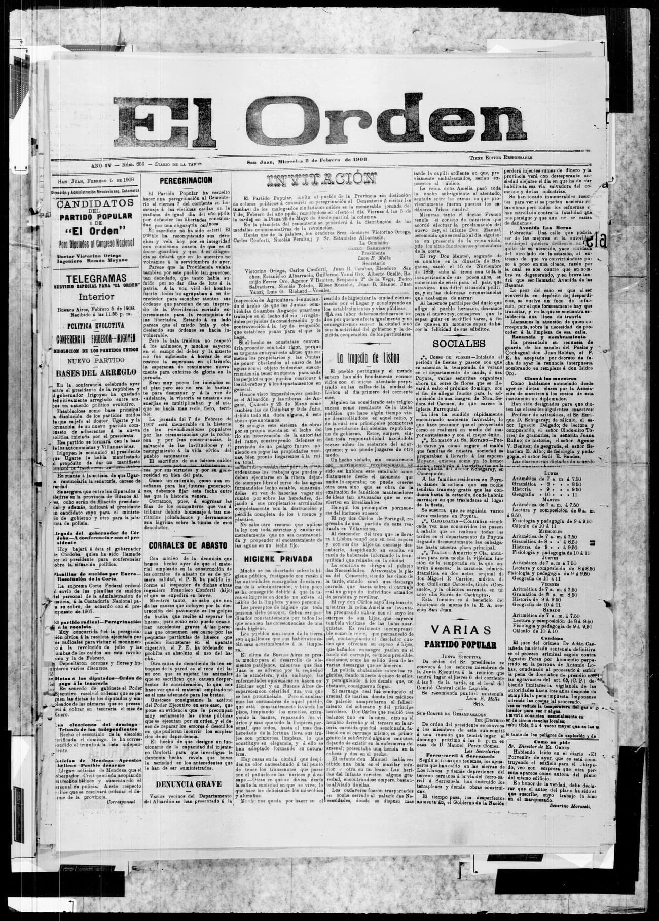 Portada · 5 de Febrero de 1908