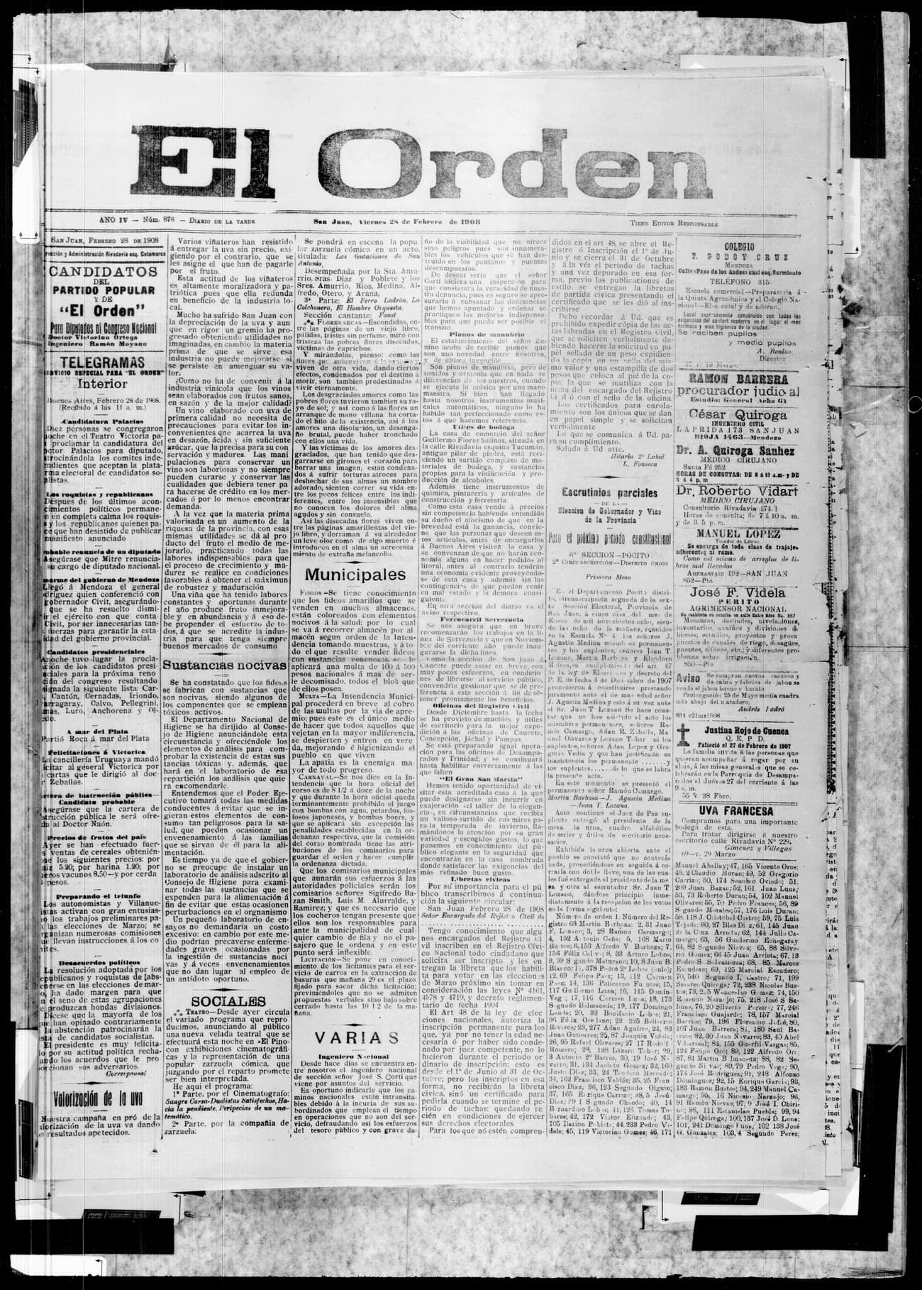 Portada · 28 de Febrero de 1908