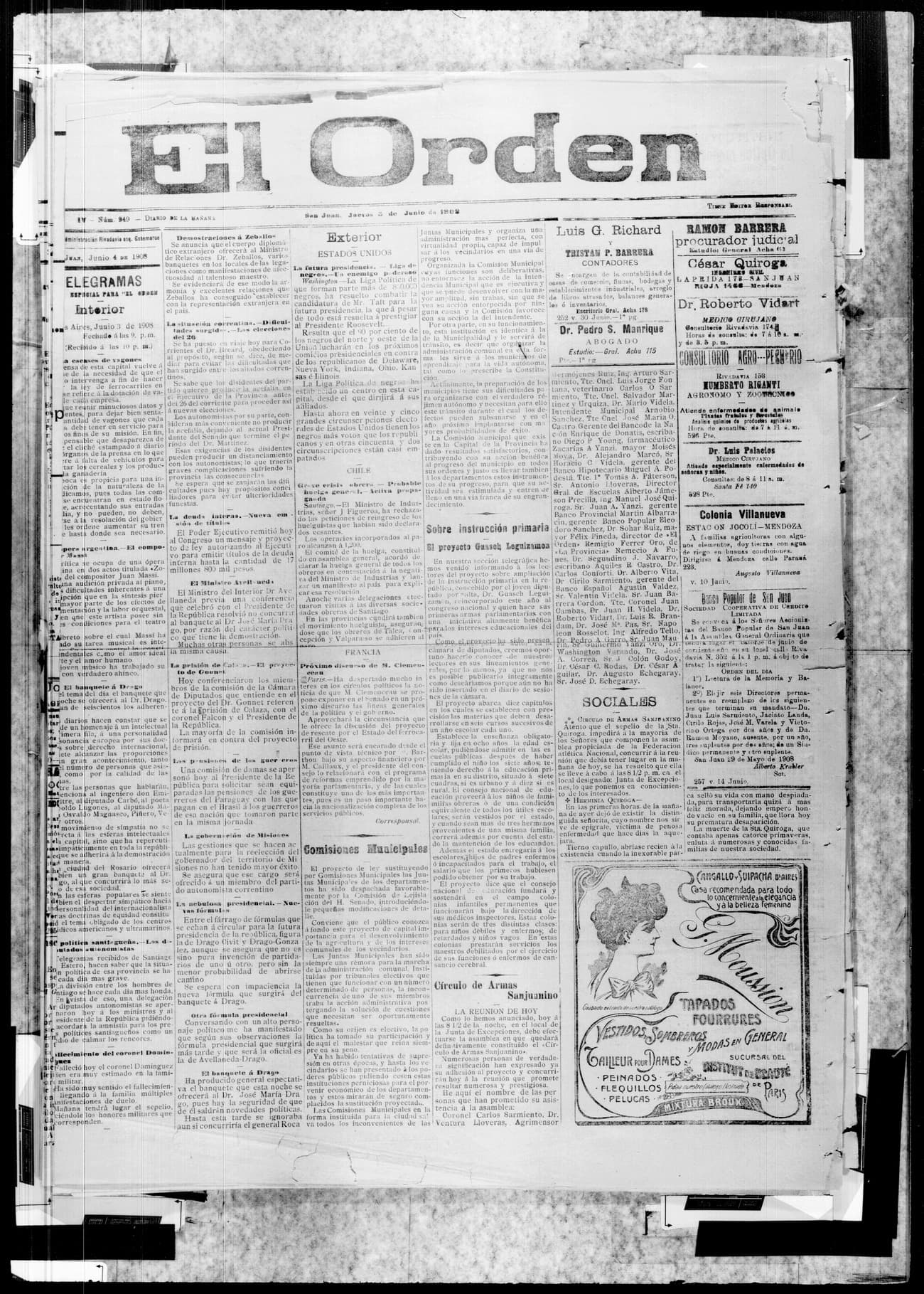 Portada · 5 de Junio de 1908