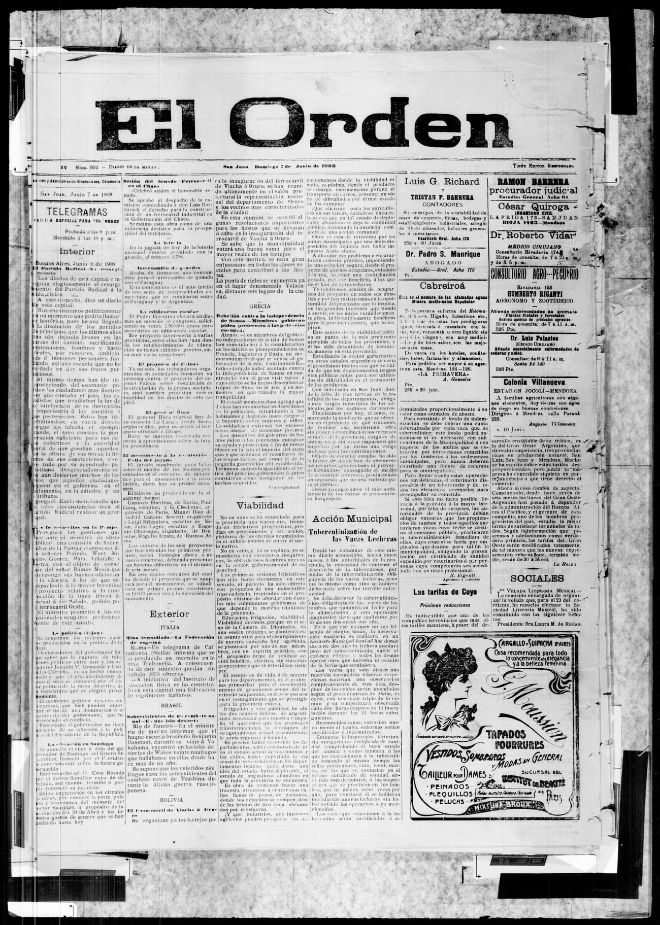 Portada · 7 de Junio de 1908