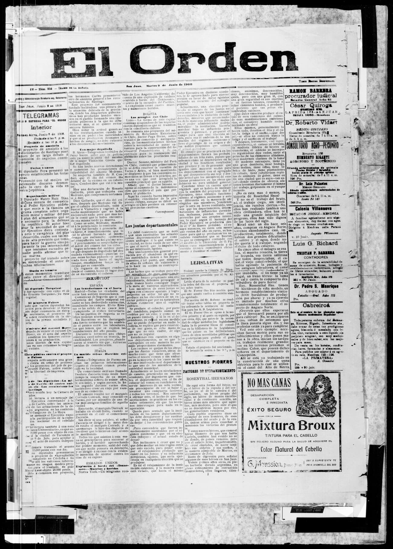 Portada · 9 de Junio de 1908