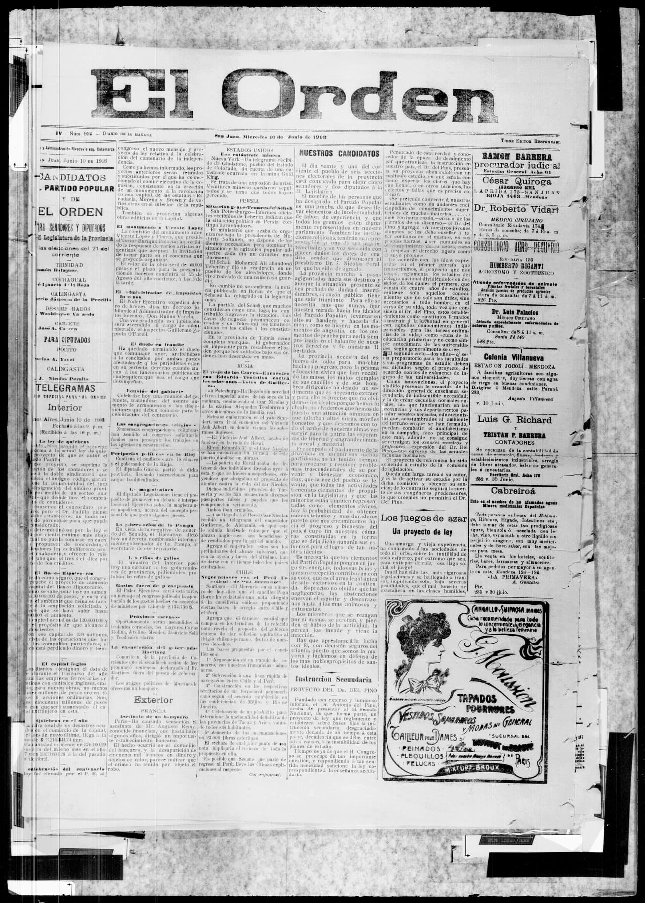 Portada · 10 de Junio de 1908