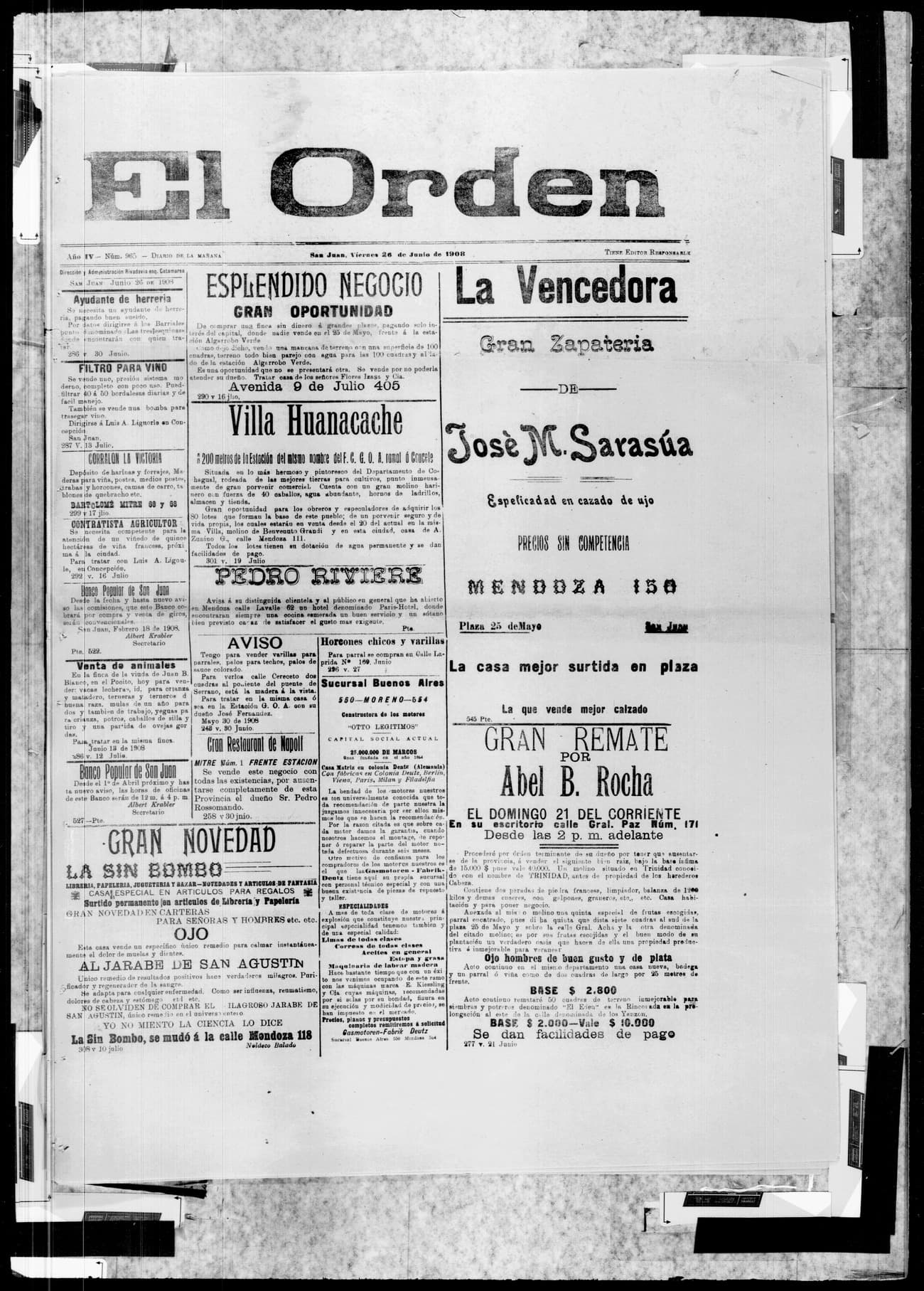 Portada · 26 de Junio de 1908