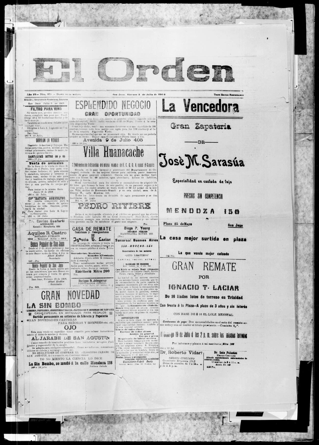 Portada · 3 de Julio de 1908
