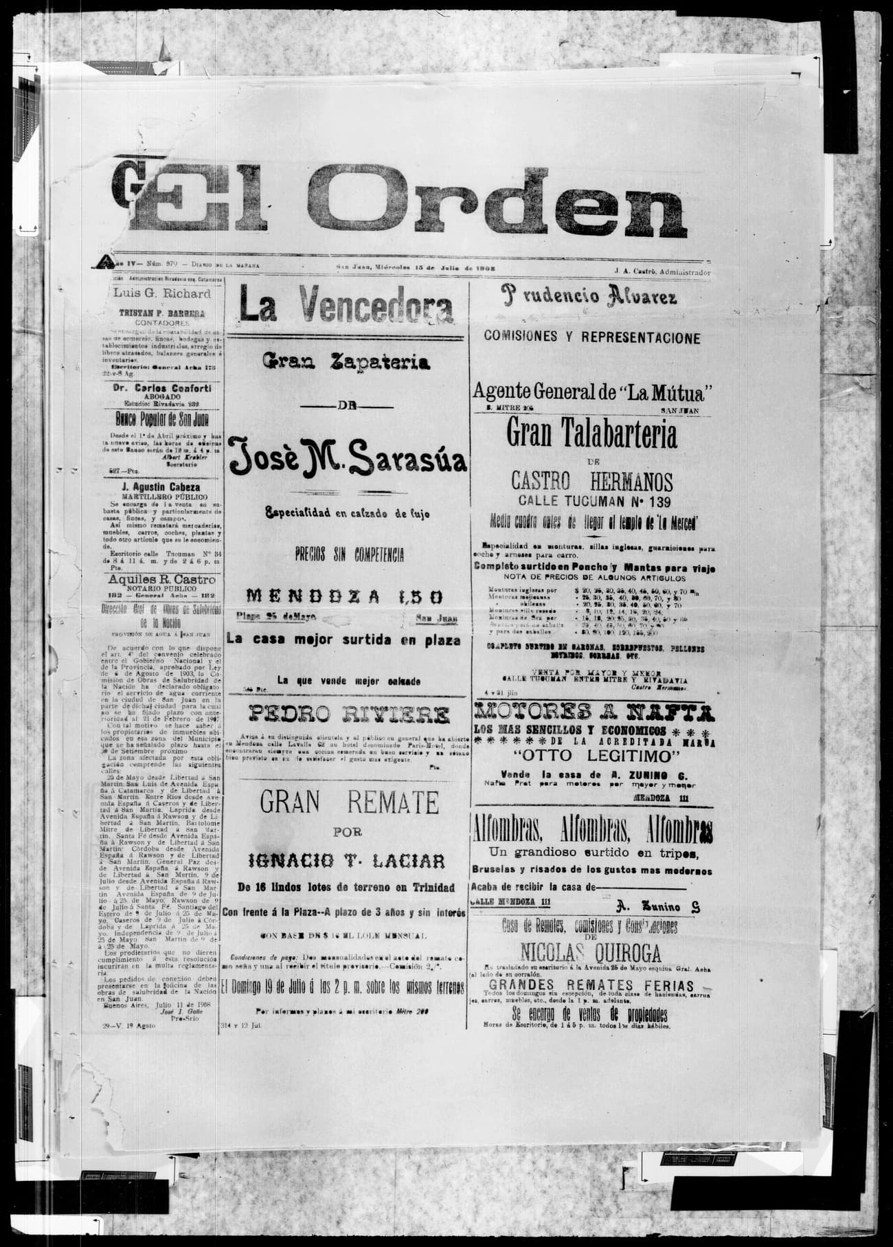 Portada · 13 de Julio de 1908