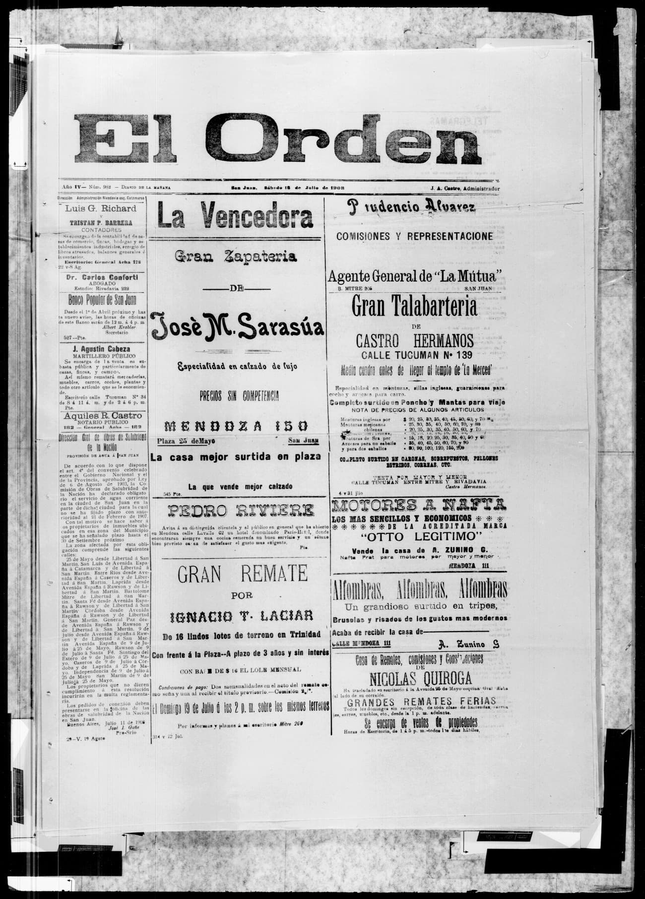 Portada · 18 de Julio de 1908