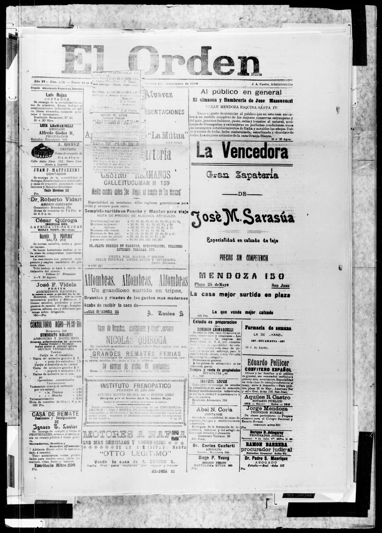 Portada · 4 de Septiembre de 1908