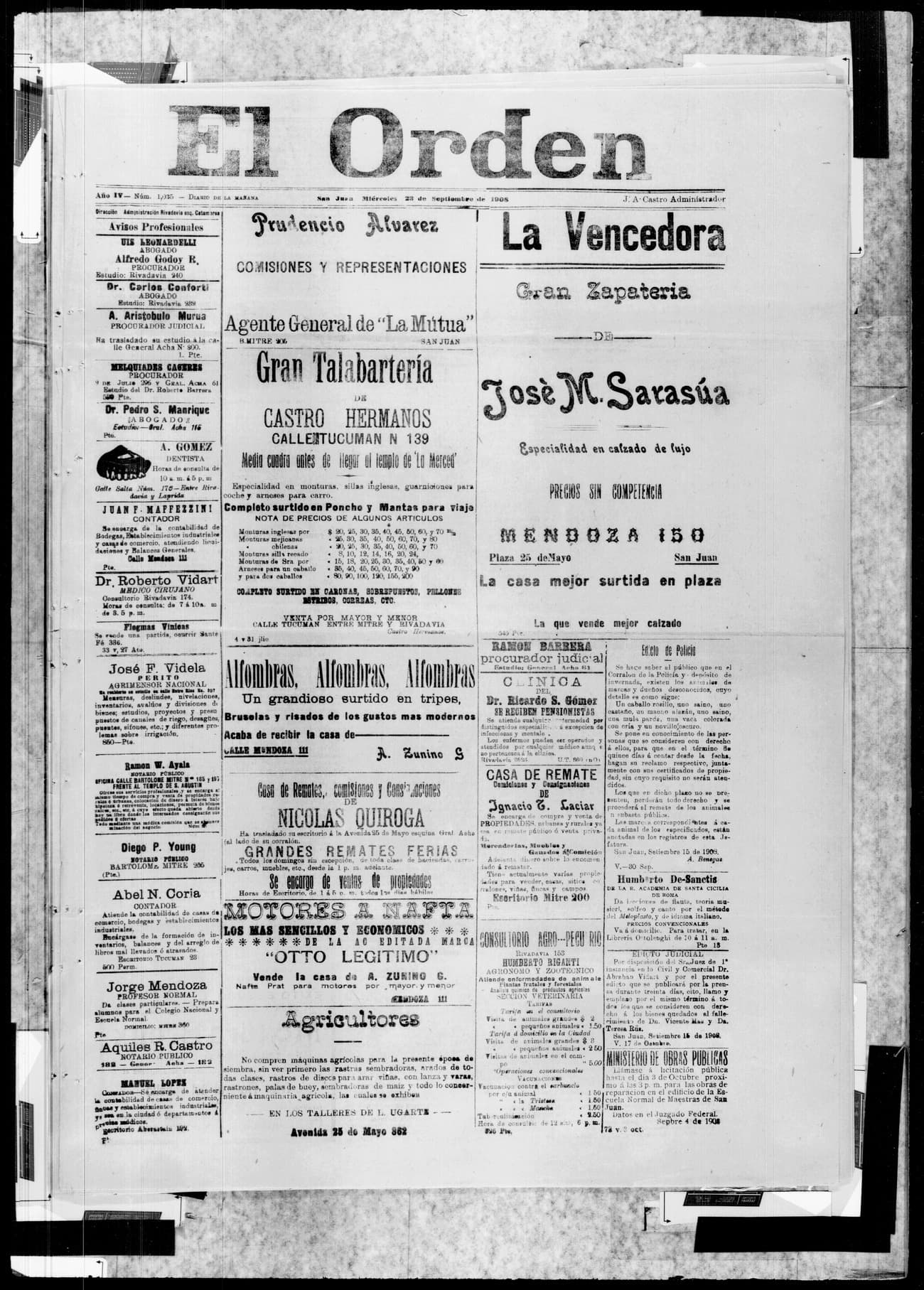 Portada · 23 de Septiembre de 1908