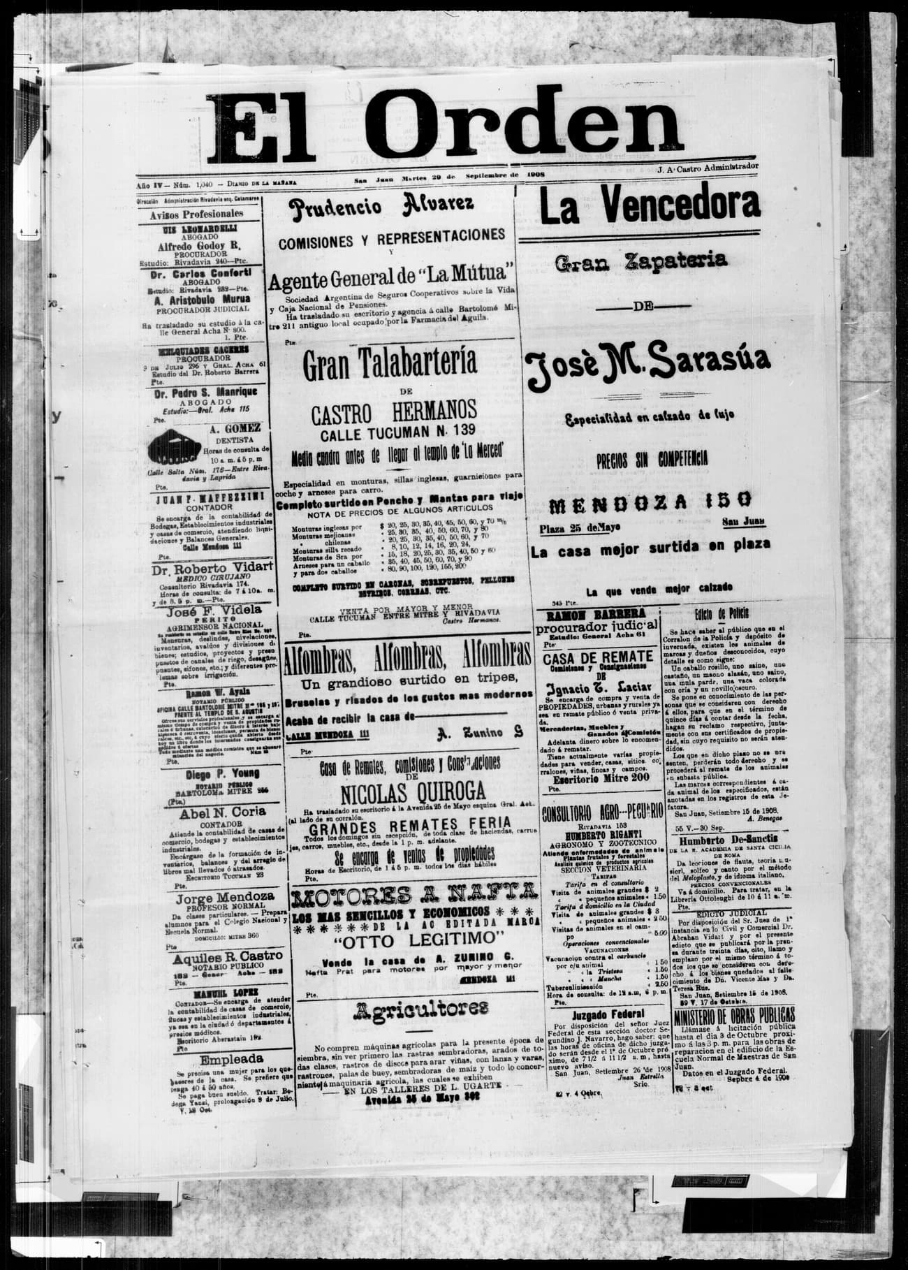 Portada · 29 de Septiembre de 1908