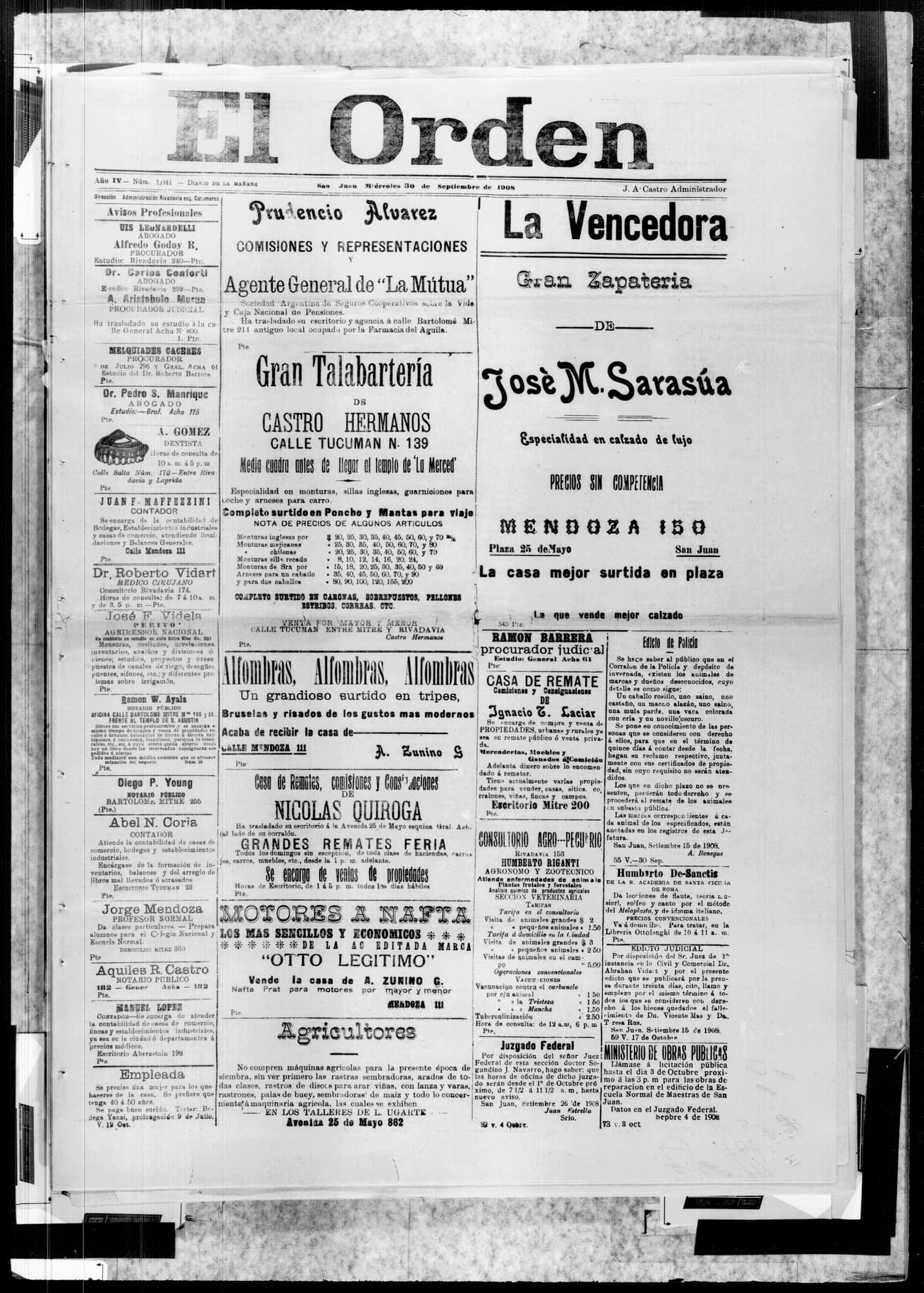 Portada · 30 de Septiembre de 1908