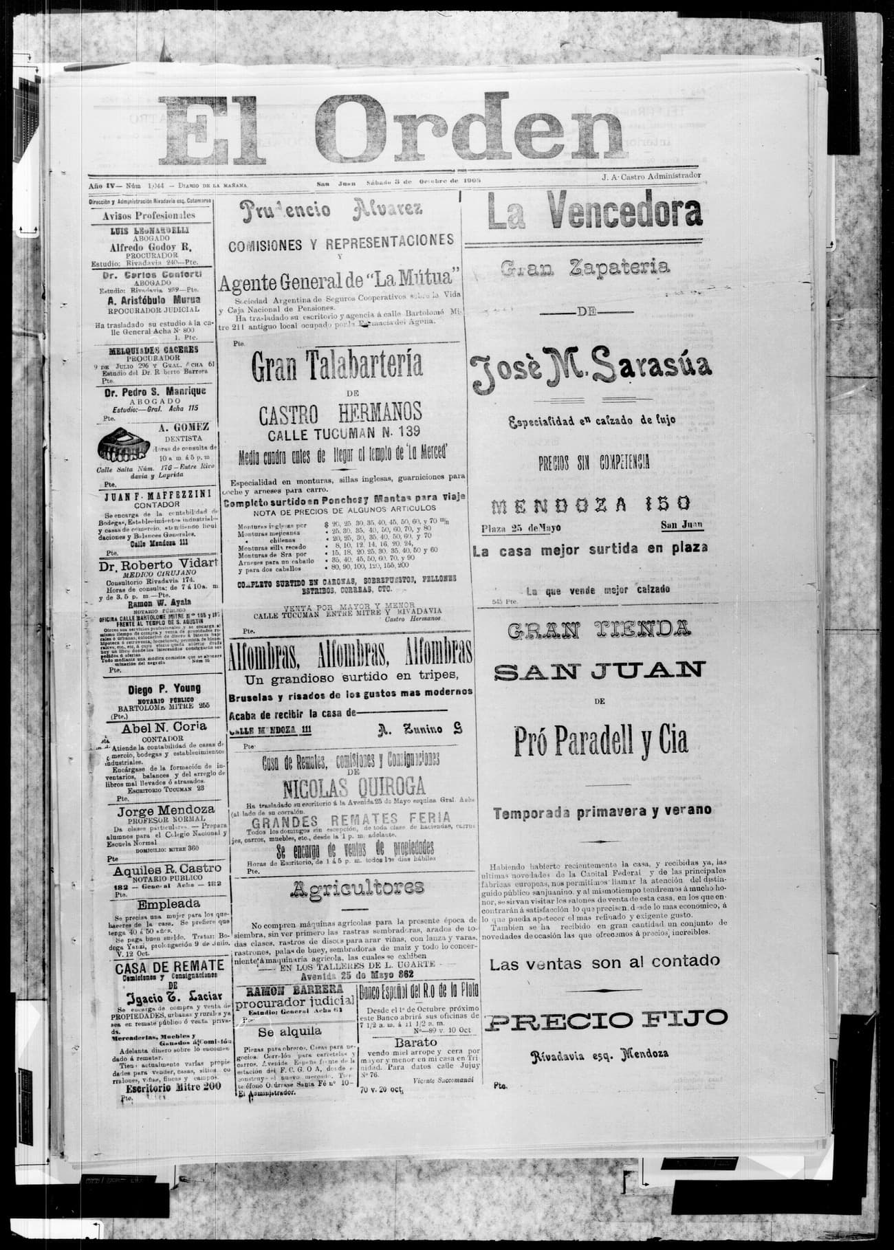 Portada · 3 de Octubre de 1908