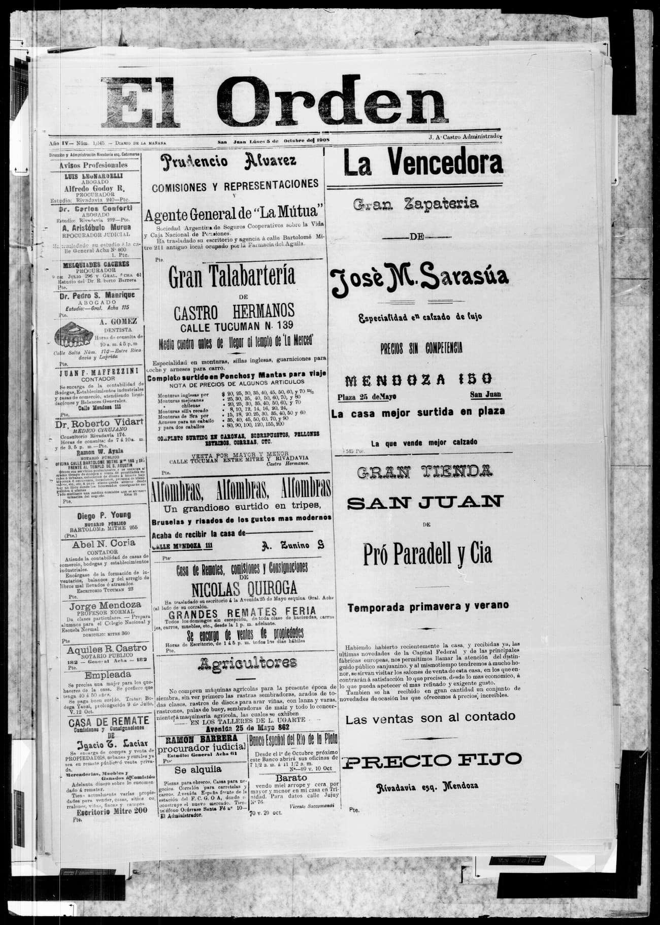 Portada · 5 de Octubre de 1908