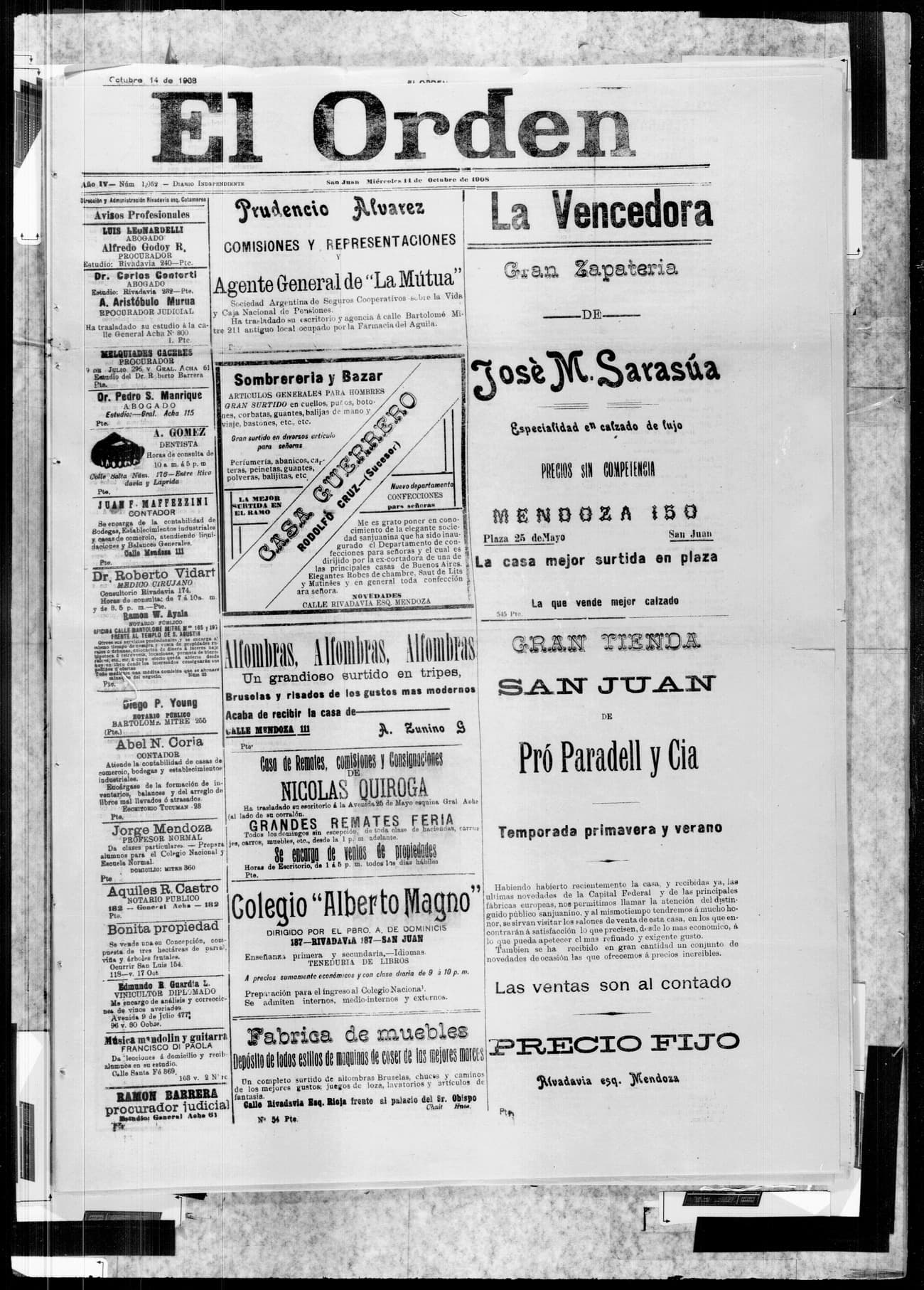 Portada · 14 de Octubre de 1908