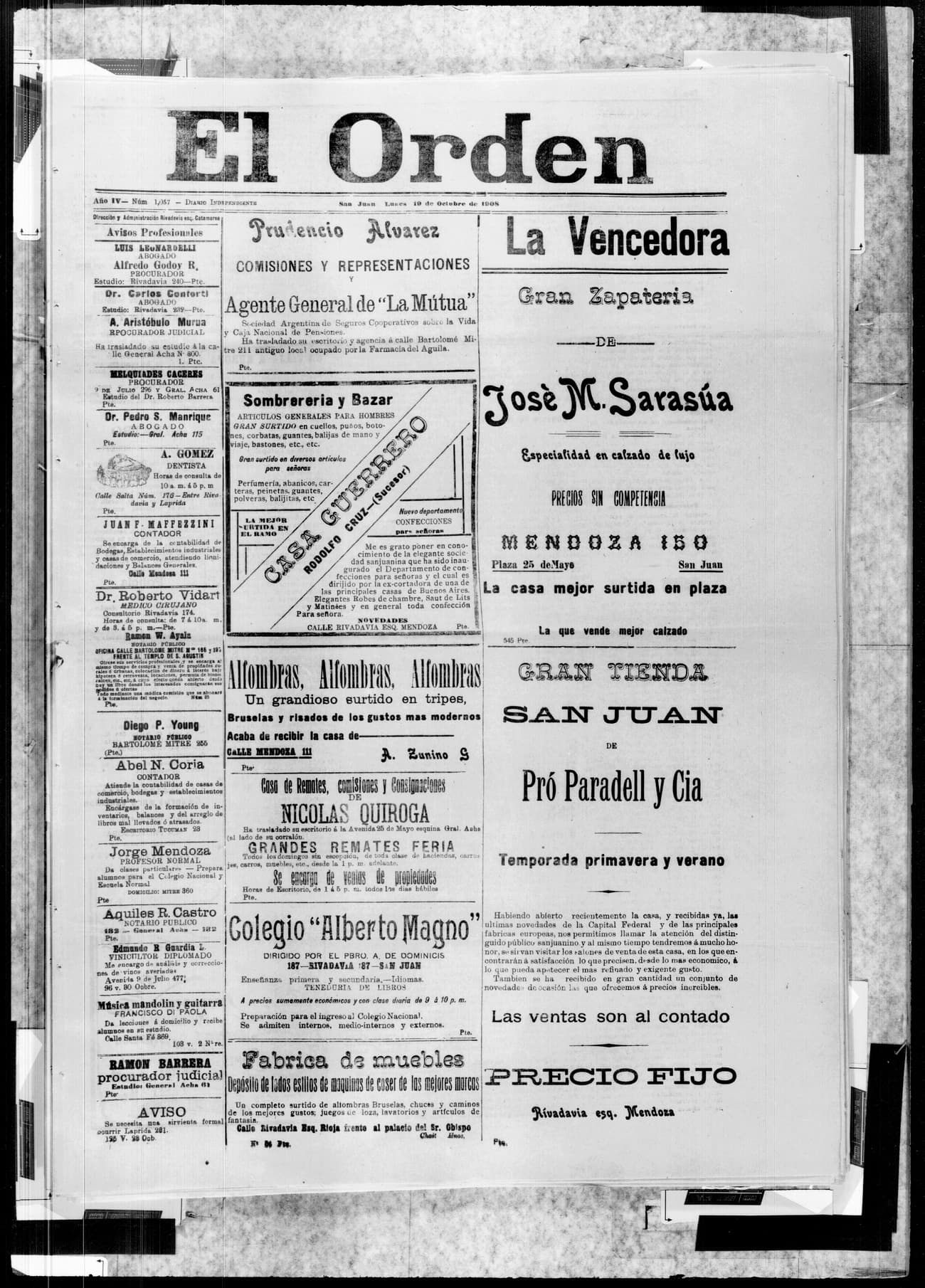 Portada · 19 de Octubre de 1908