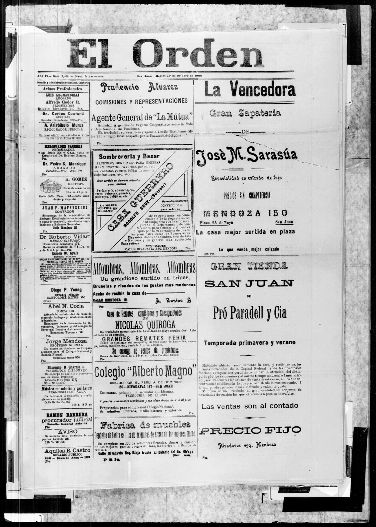 Portada · 20 de Octubre de 1908