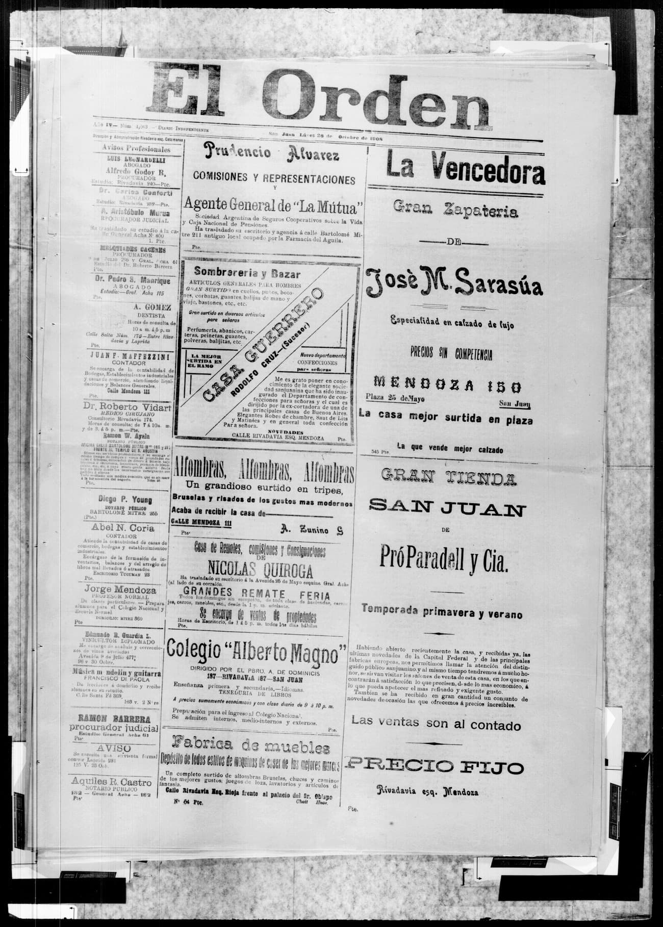Portada · 28 de Octubre de 1908