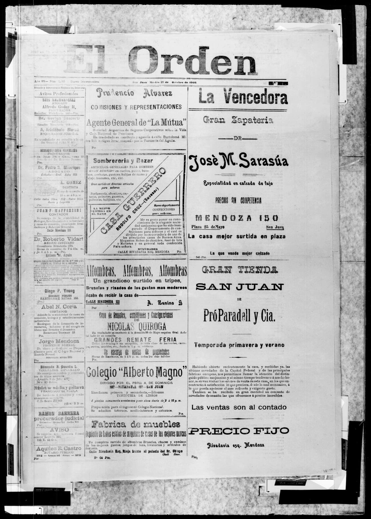 Portada · 27 de Octubre de 1908