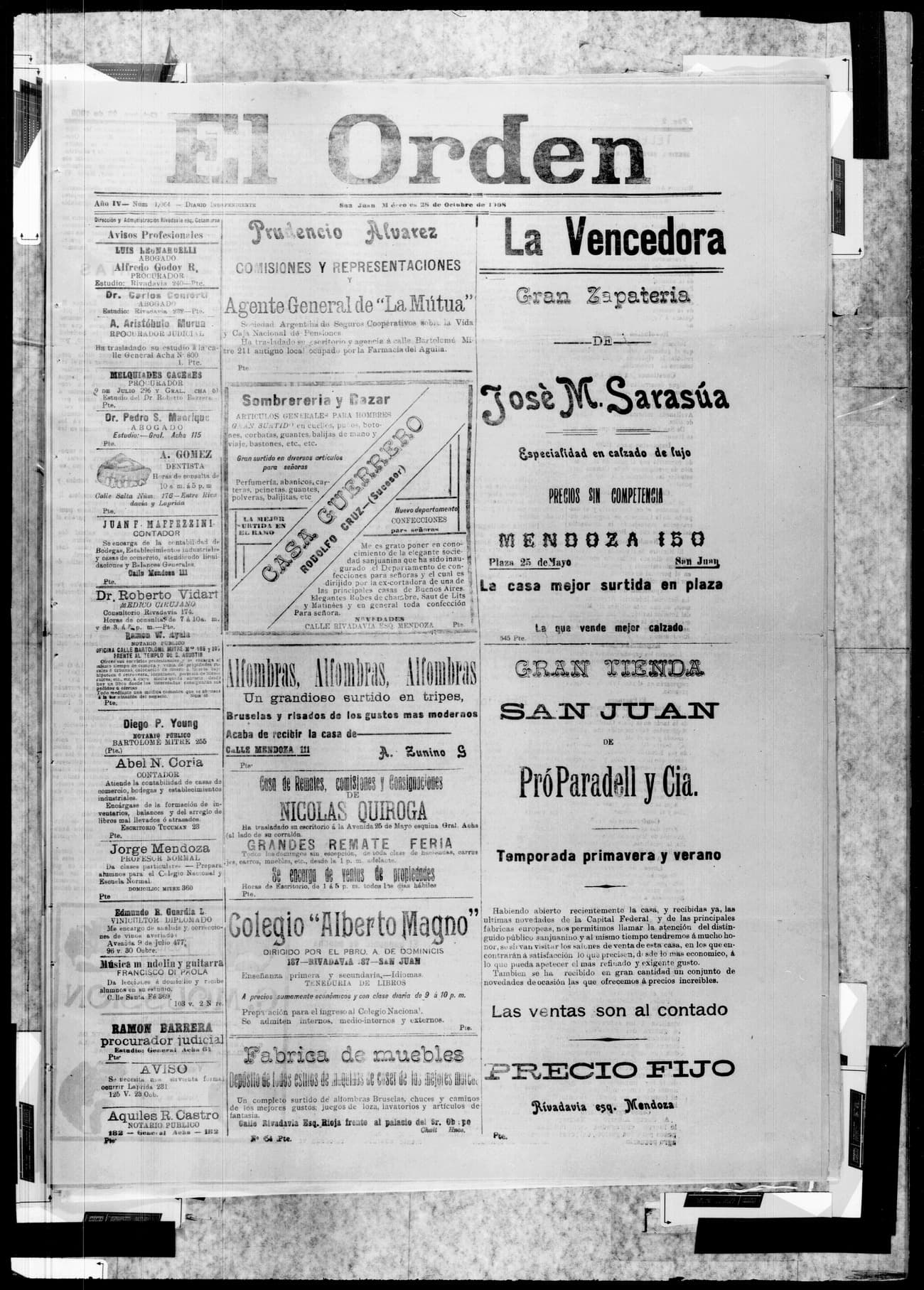 Portada · 28 de Octubre de 1908