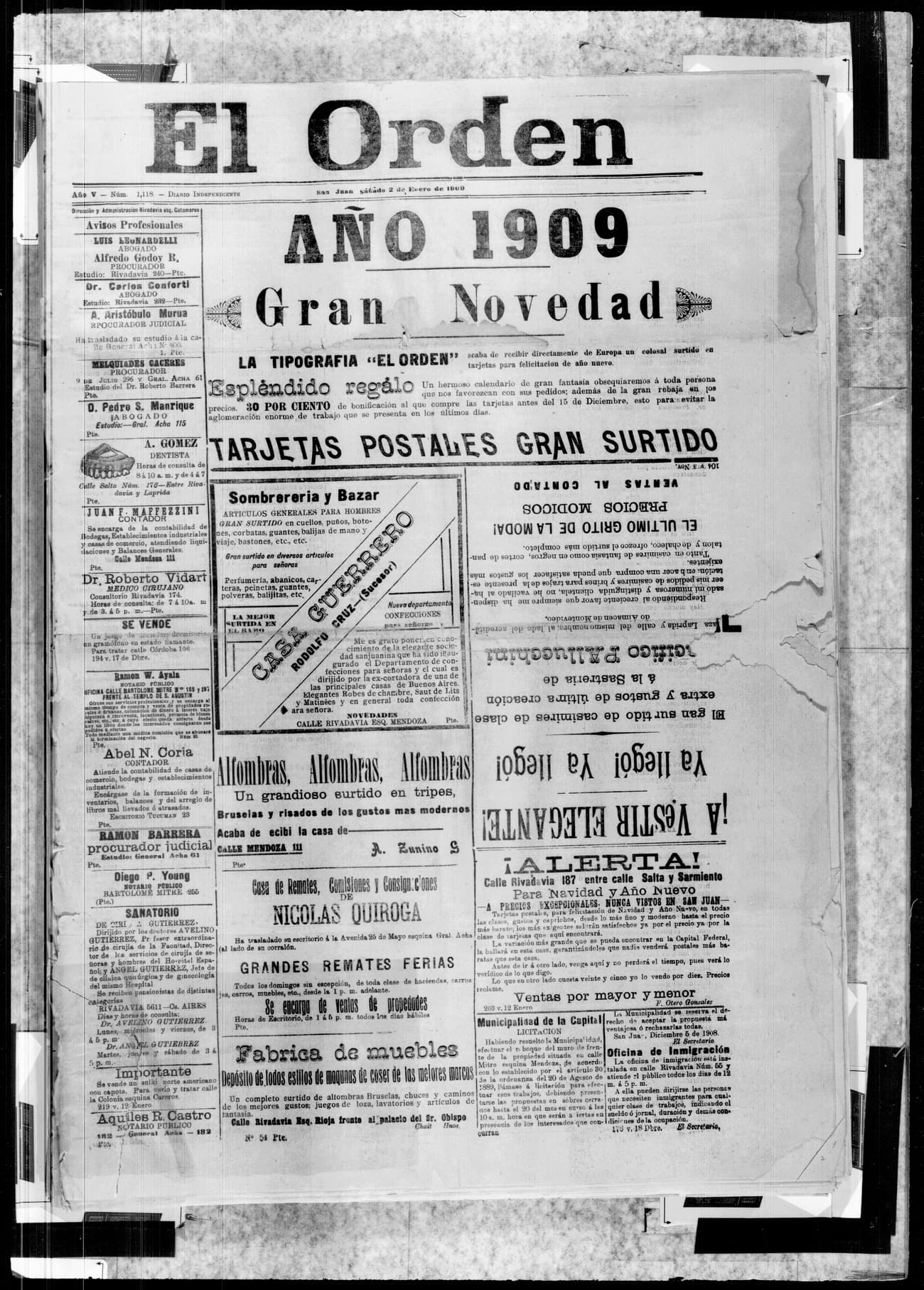 Portada · 2 de Enero de 1909