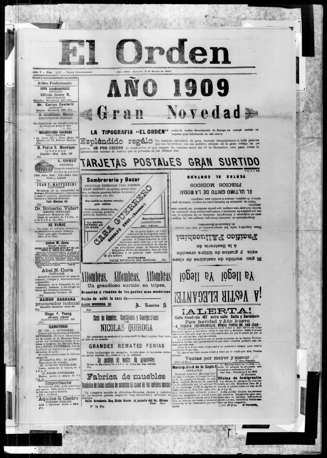 Portada · 8 de Enero de 1909