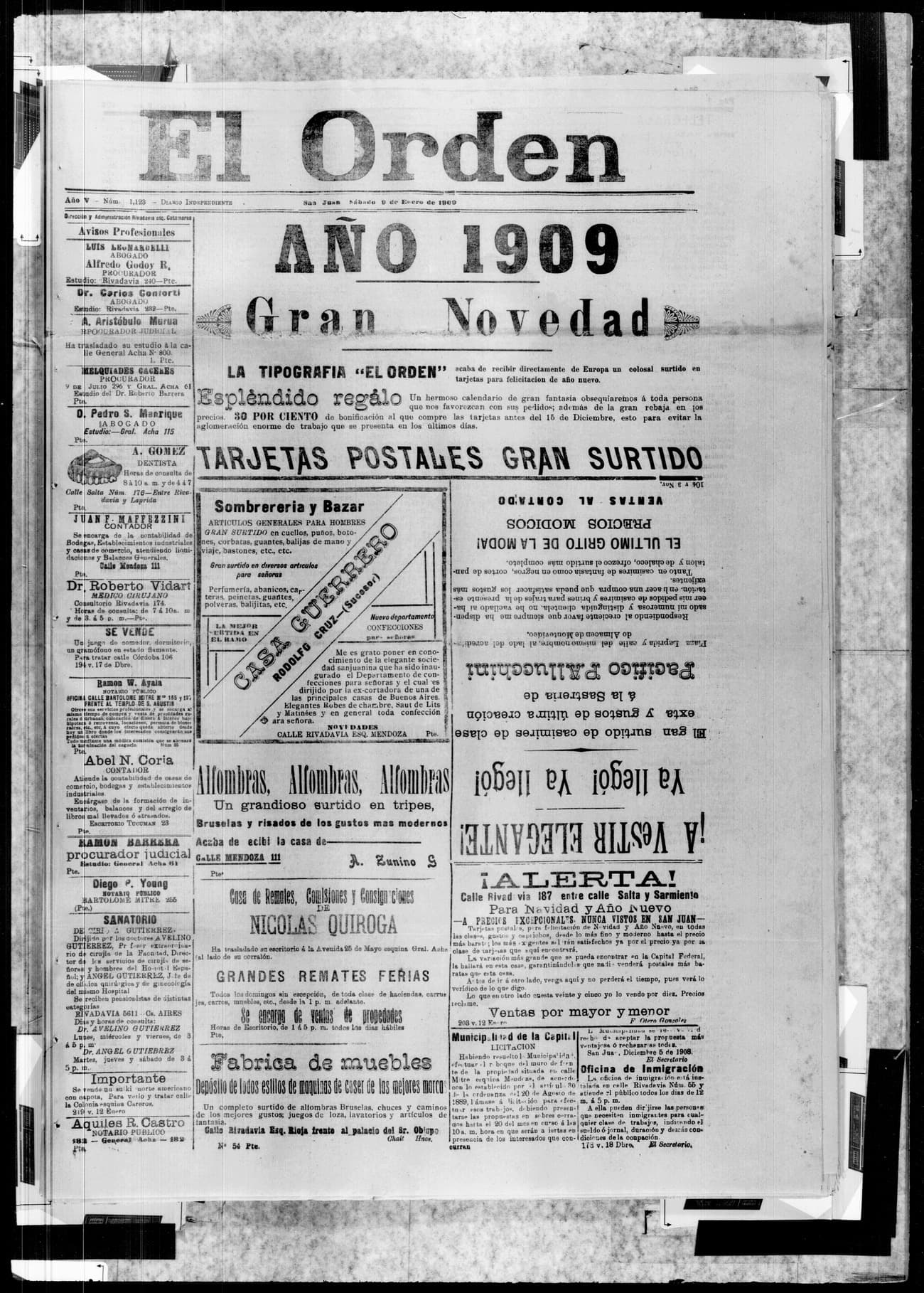 Portada · 9 de Enero de 1909