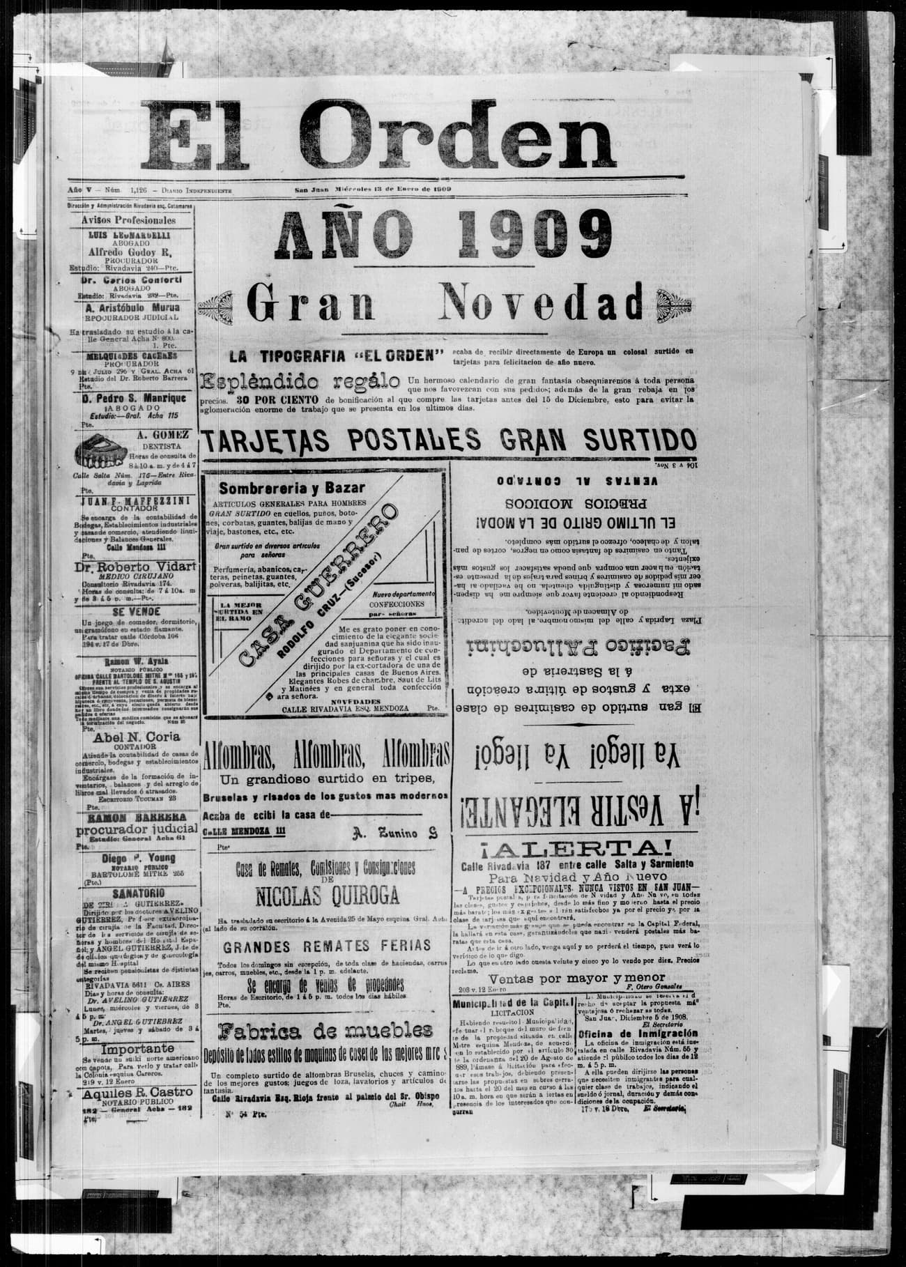 Portada · 13 de Enero de 1909
