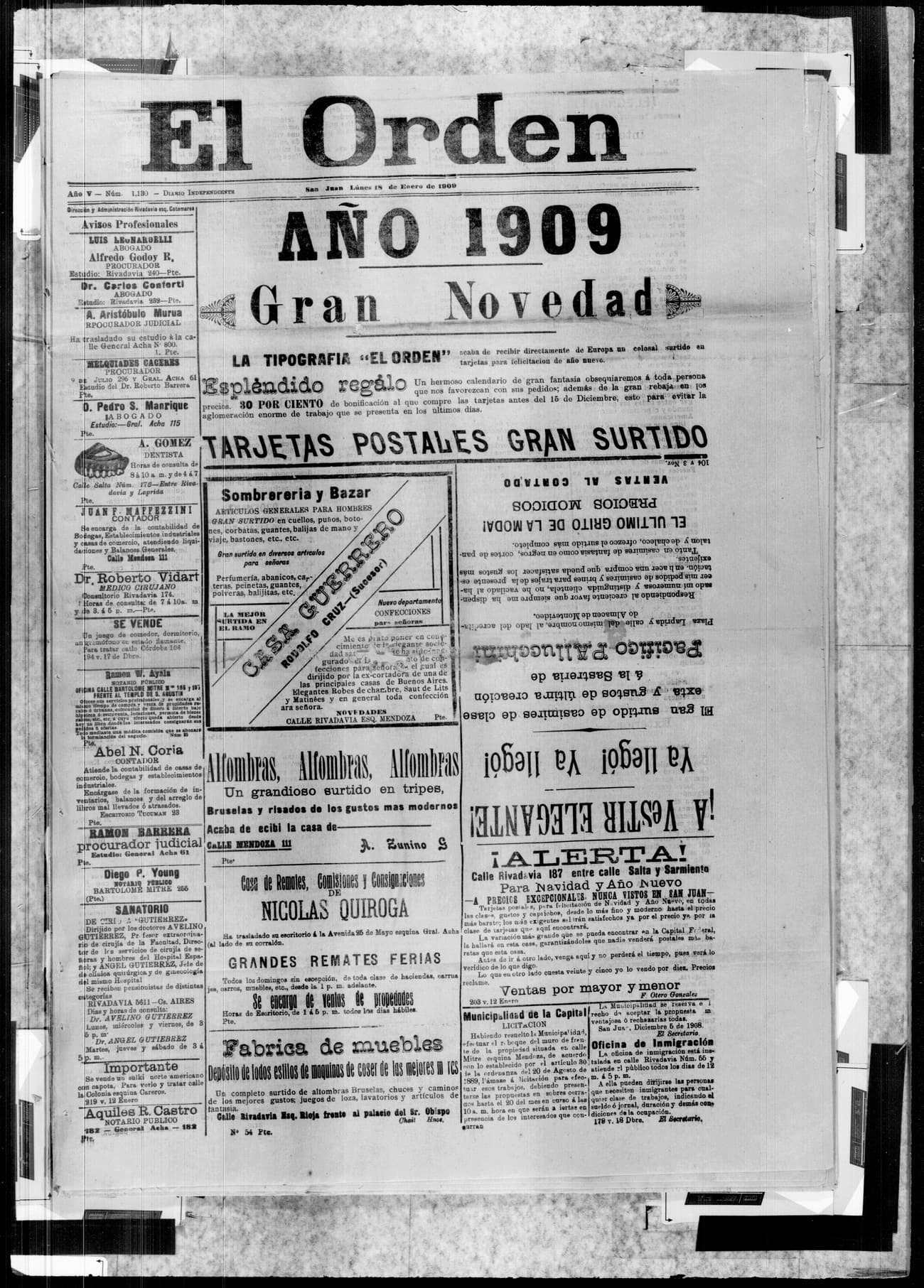 Portada · 18 de Enero de 1909