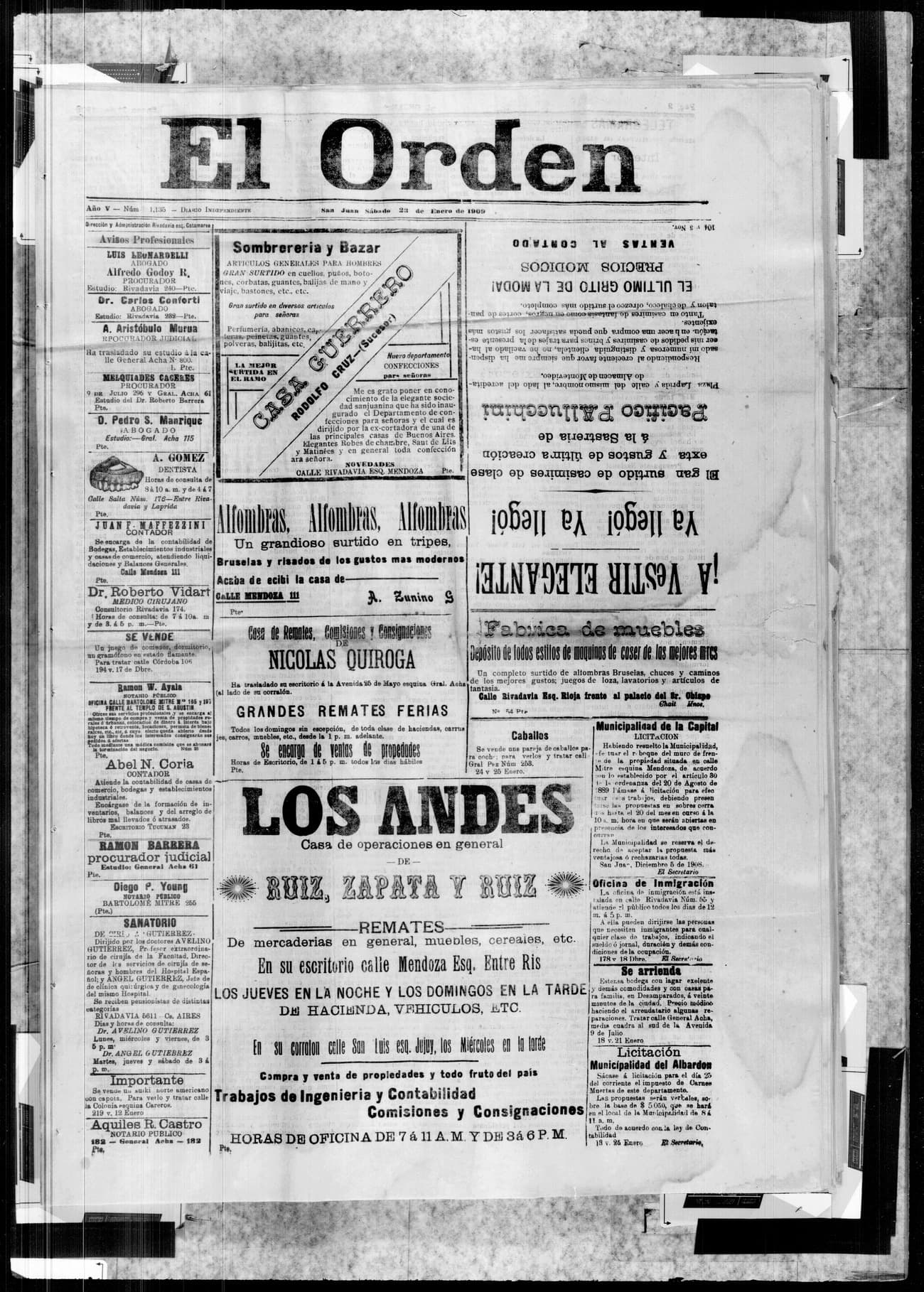 Portada · 23 de Enero de 1909