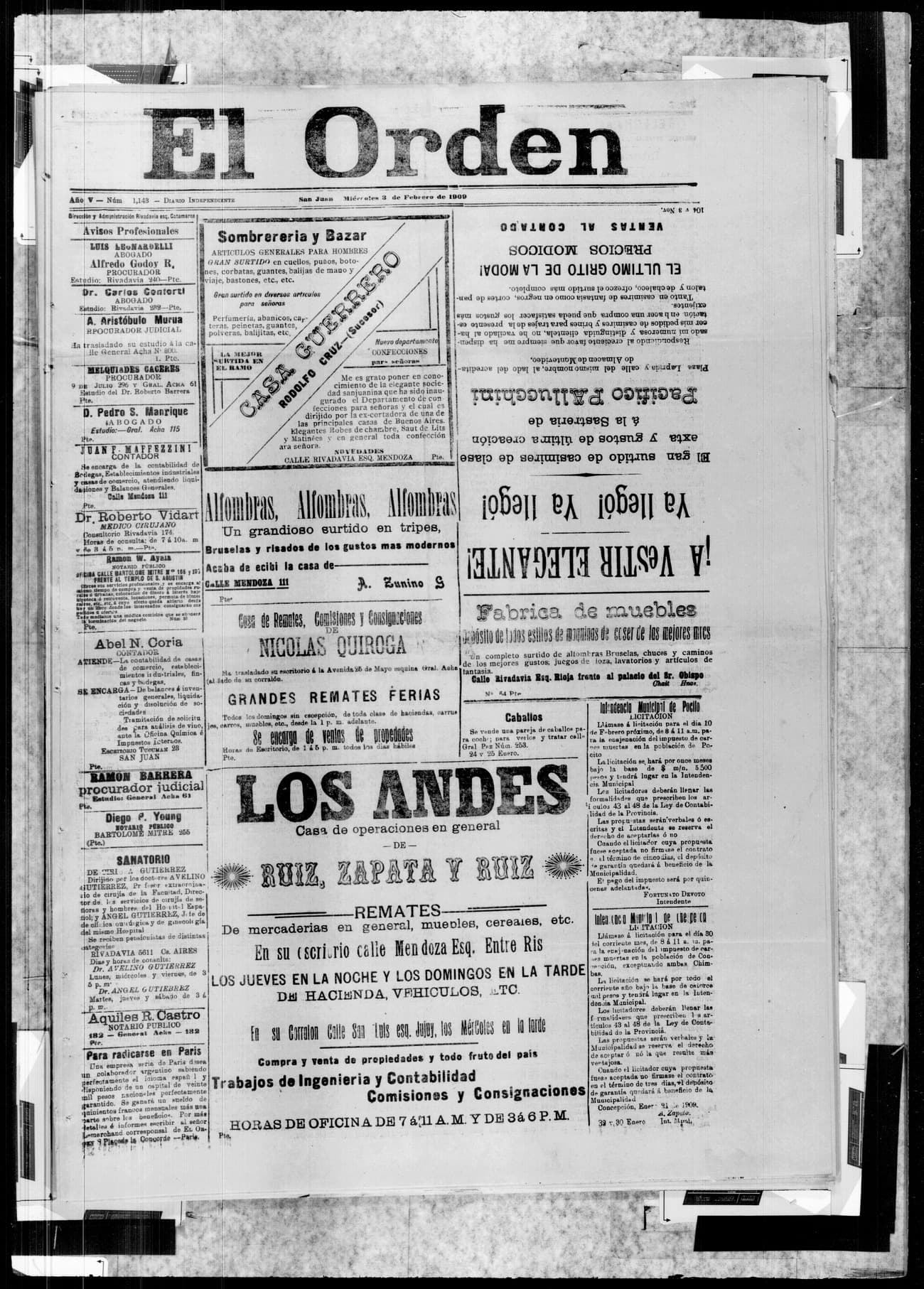 Portada · 3 de Febrero de 1909