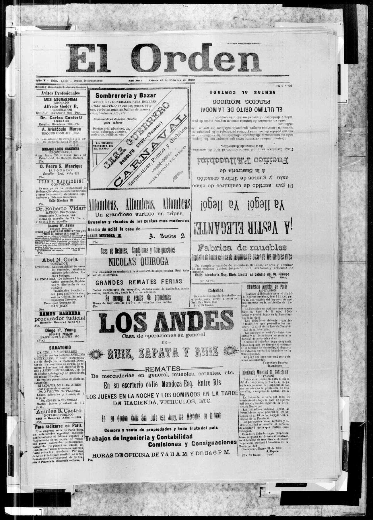 Portada · 15 de Febrero de 1909