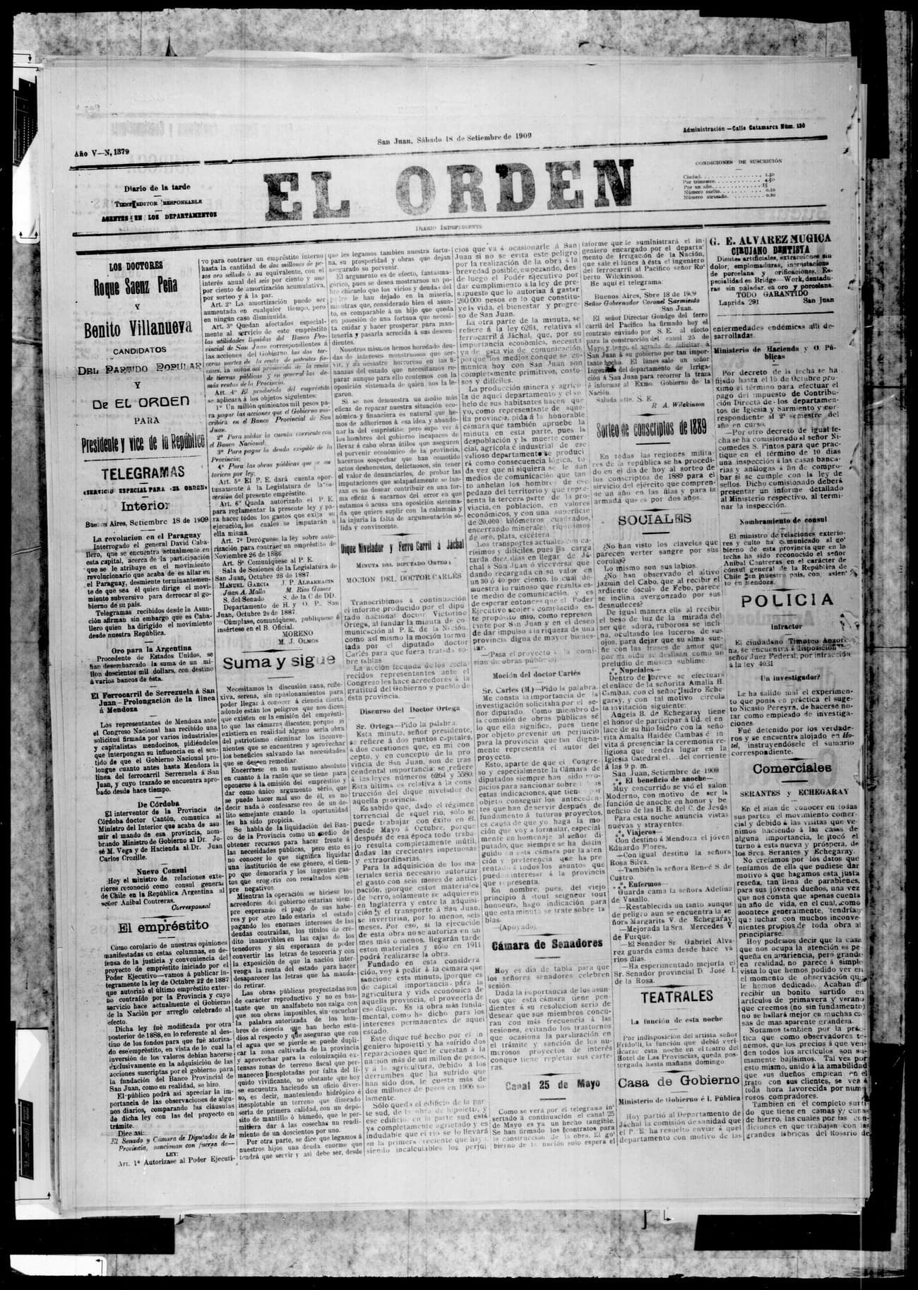 Portada · 18 de Septiembre de 1909