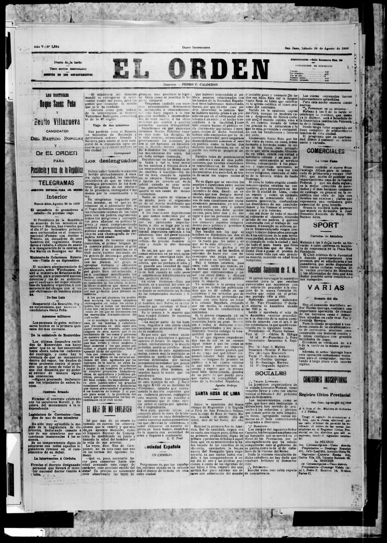 Portada · 28 de Agosto de 1909