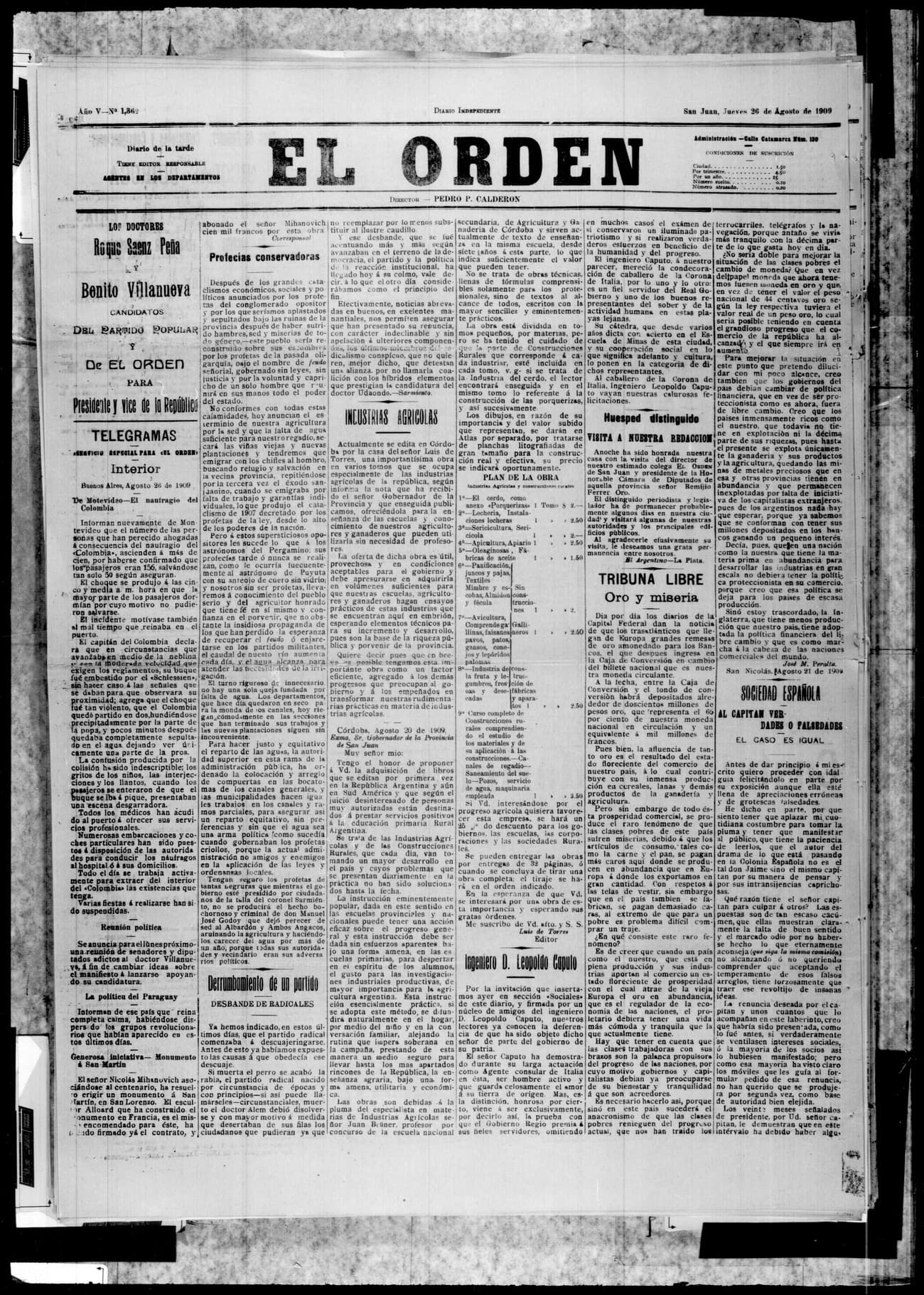 Portada · 26 de Agosto de 1909
