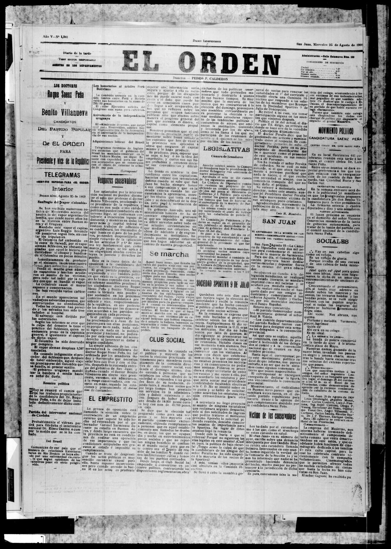 Portada · 24 de Agosto de 1909