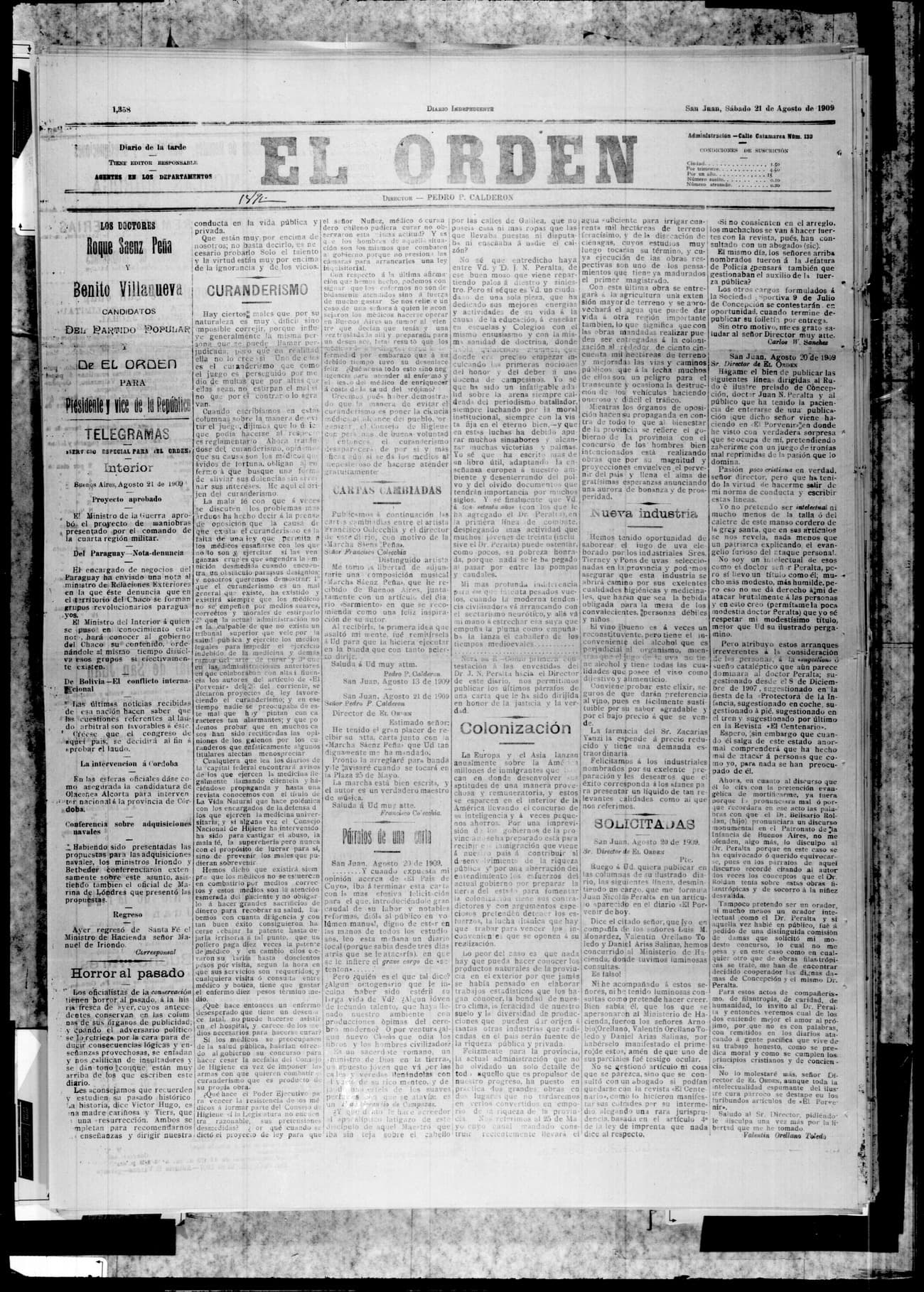 Portada · 21 de Agosto de 1909