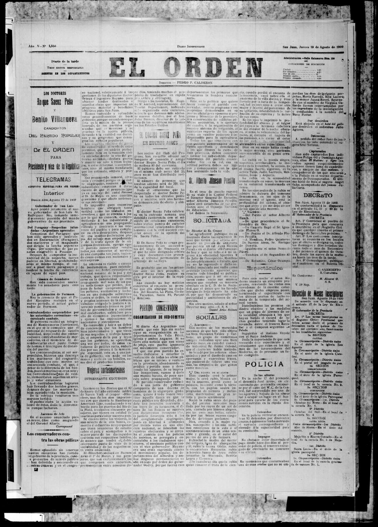 Portada · 19 de Agosto de 1909