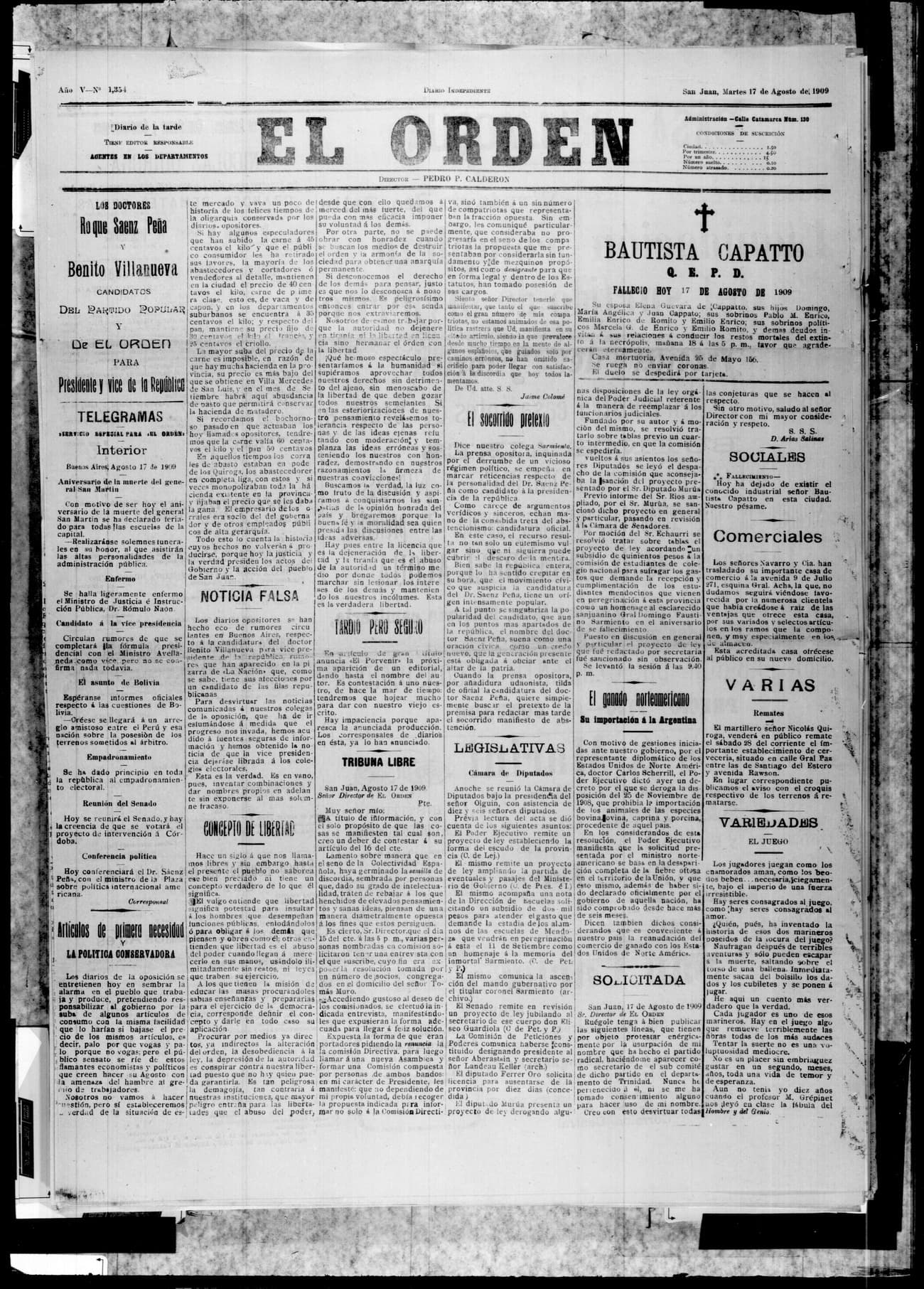 Portada · 17 de Agosto de 1909