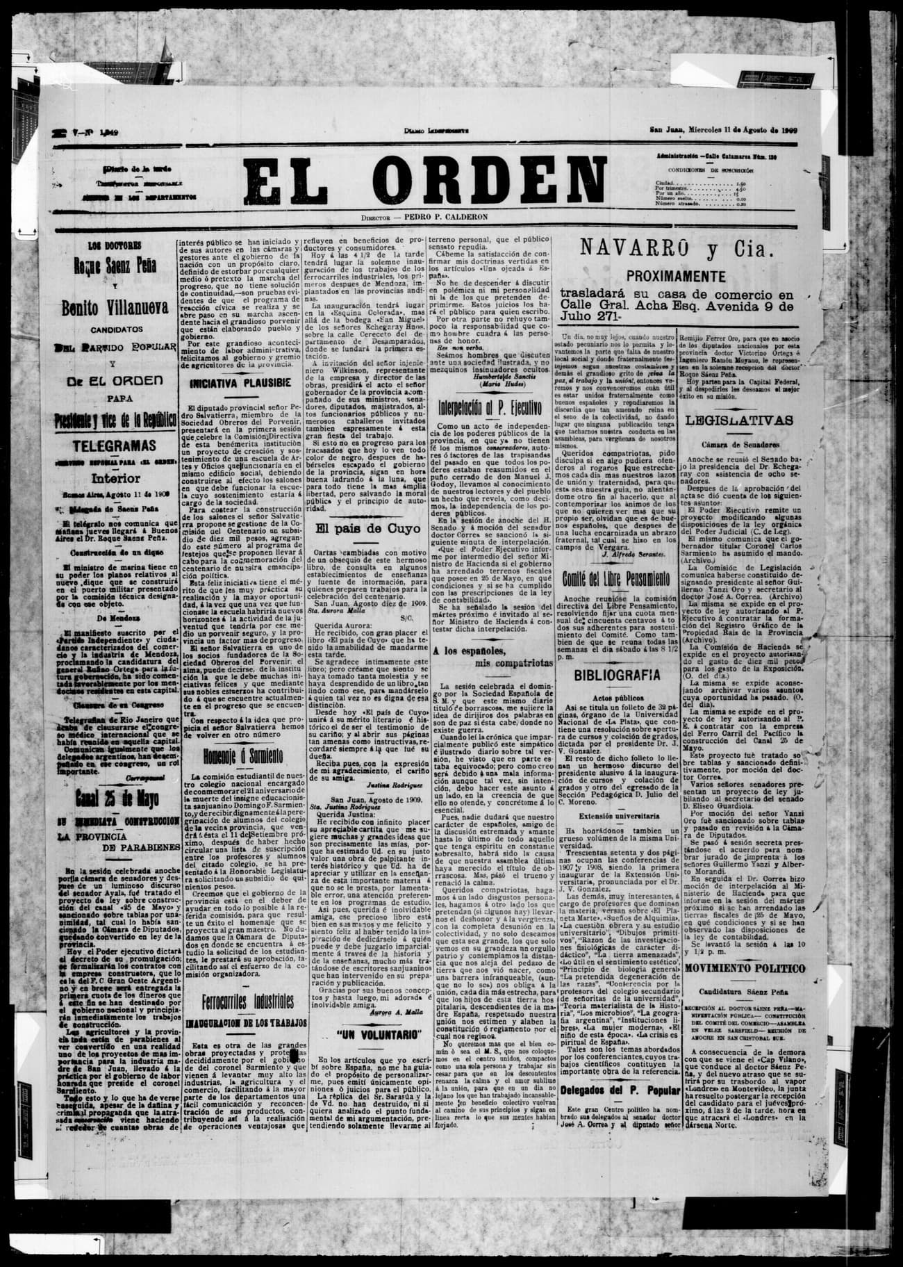 Portada · 11 de Agosto de 1909