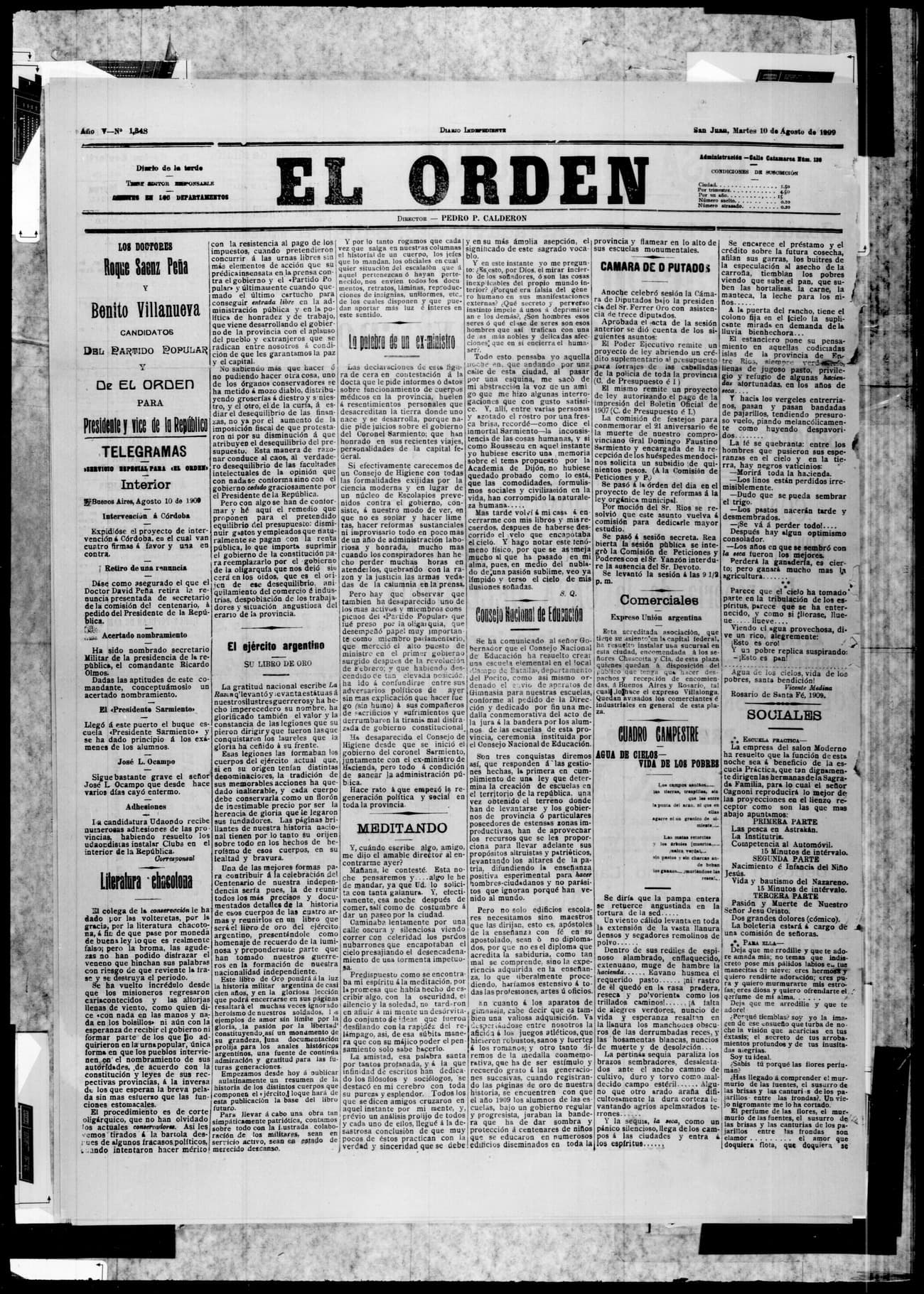 Portada · 10 de Agosto de 1909