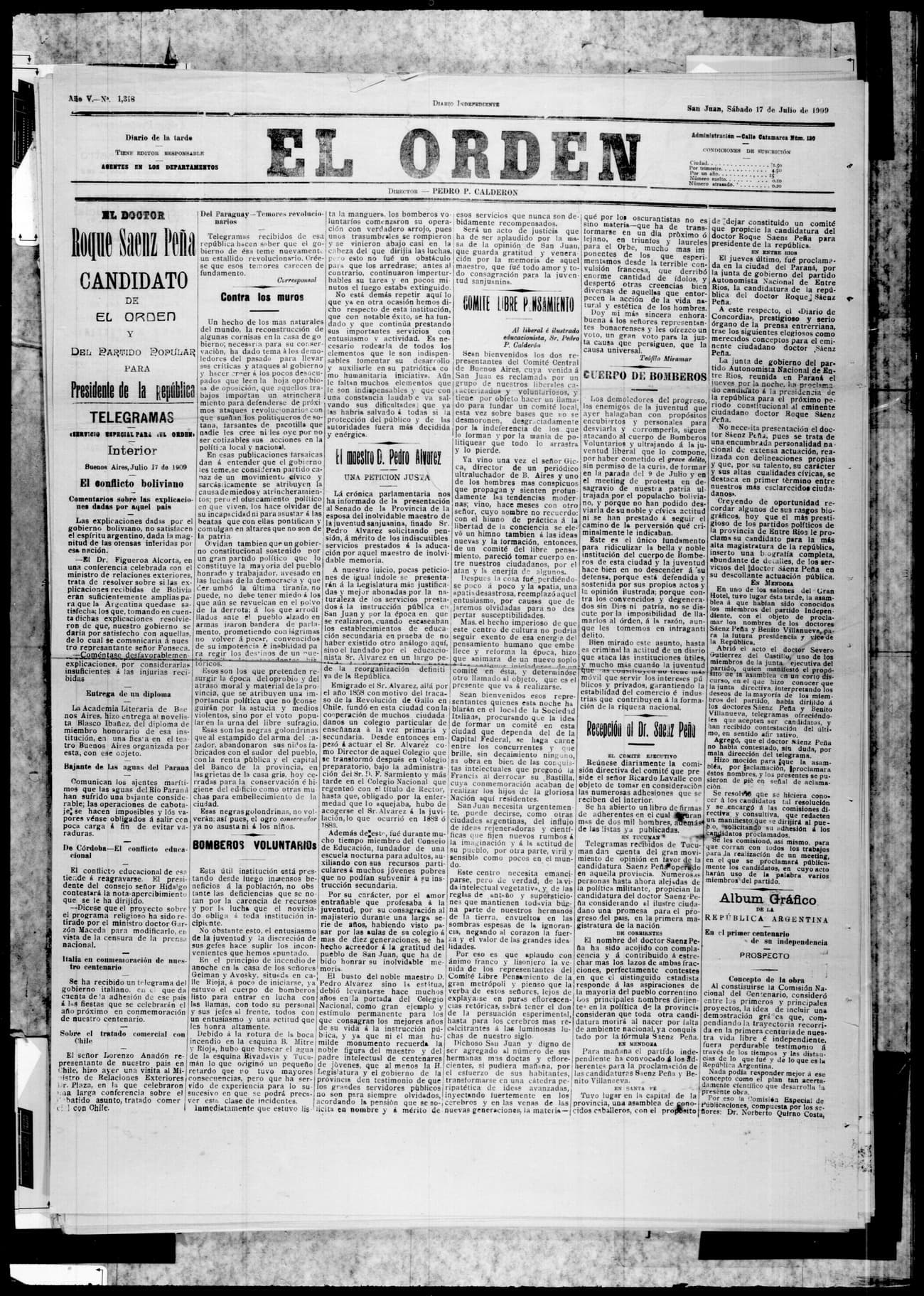 Portada · 17 de Julio de 1909