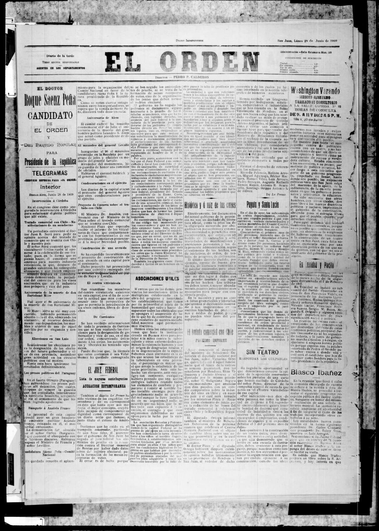 Portada · 28 de Junio de 1909